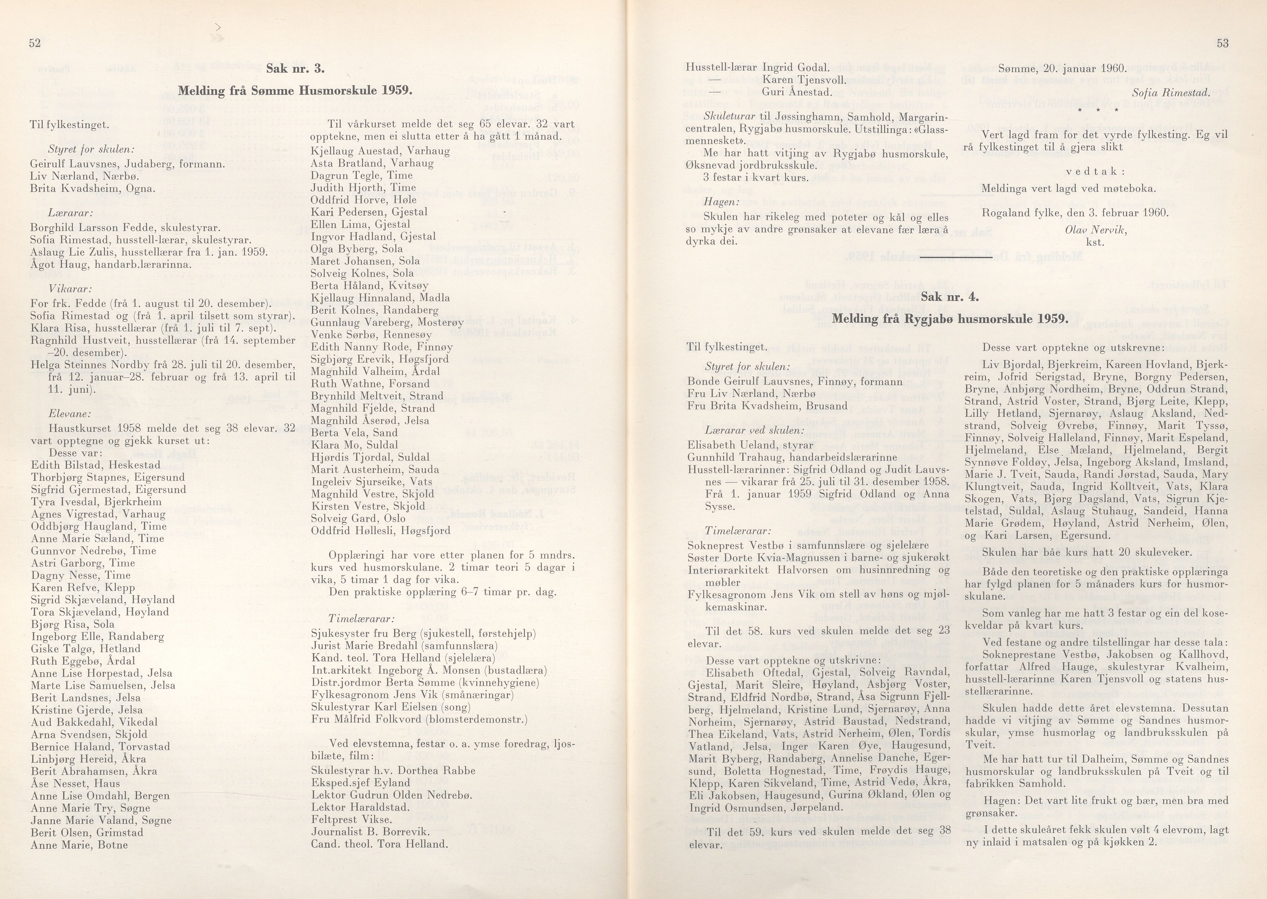 Rogaland fylkeskommune - Fylkesrådmannen , IKAR/A-900/A/Aa/Aaa/L0079: Møtebok , 1960, p. 52-53