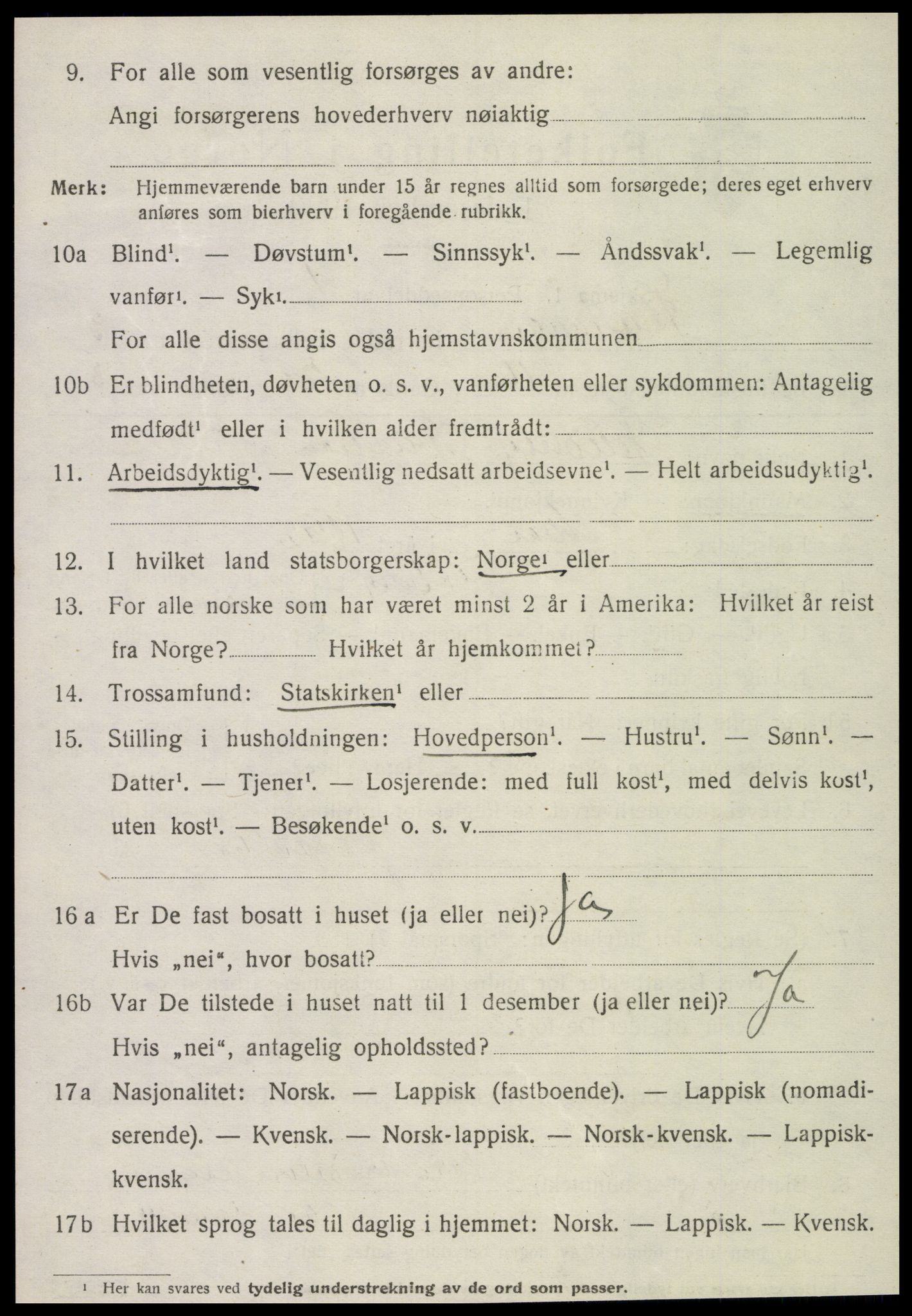 SAT, 1920 census for Flatanger, 1920, p. 1611