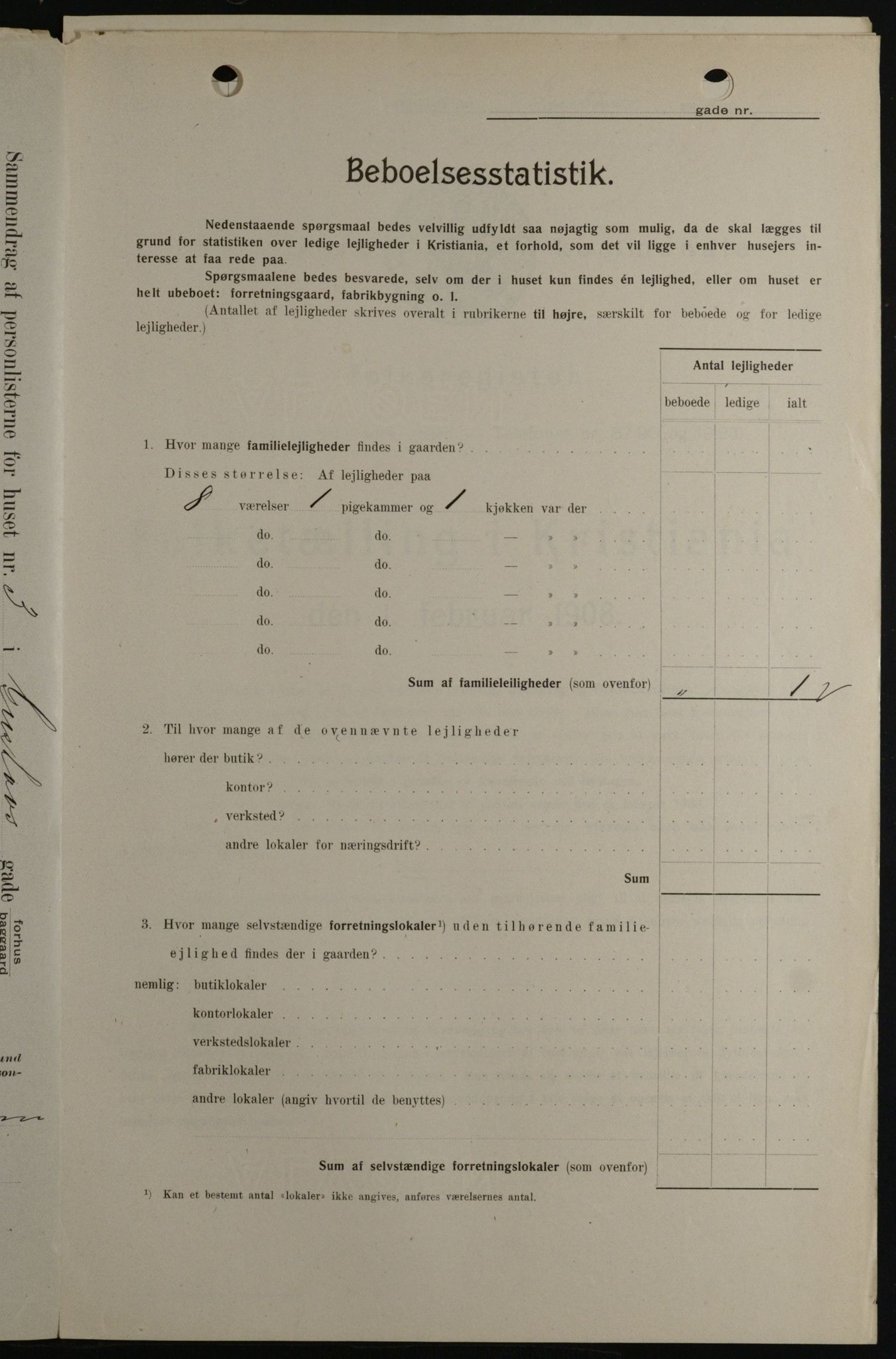 OBA, Municipal Census 1908 for Kristiania, 1908, p. 29312