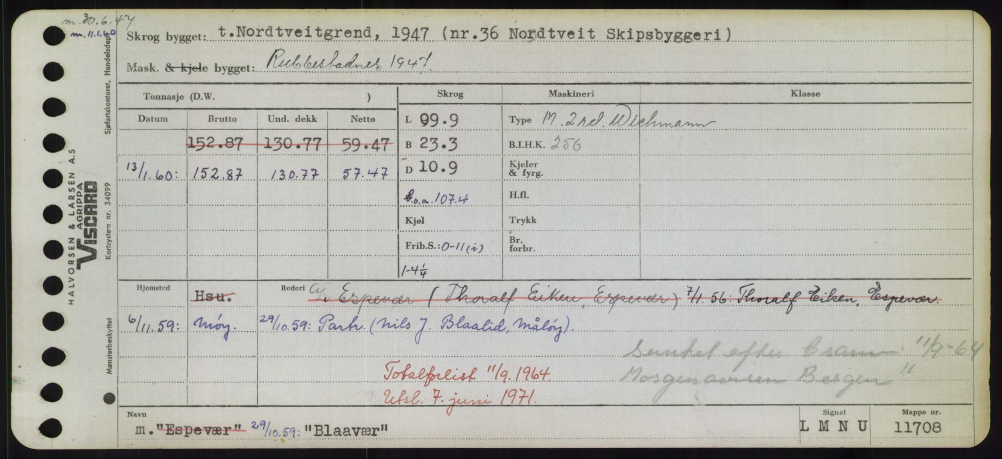 Sjøfartsdirektoratet med forløpere, Skipsmålingen, RA/S-1627/H/Hd/L0004: Fartøy, Bia-Boy, p. 383