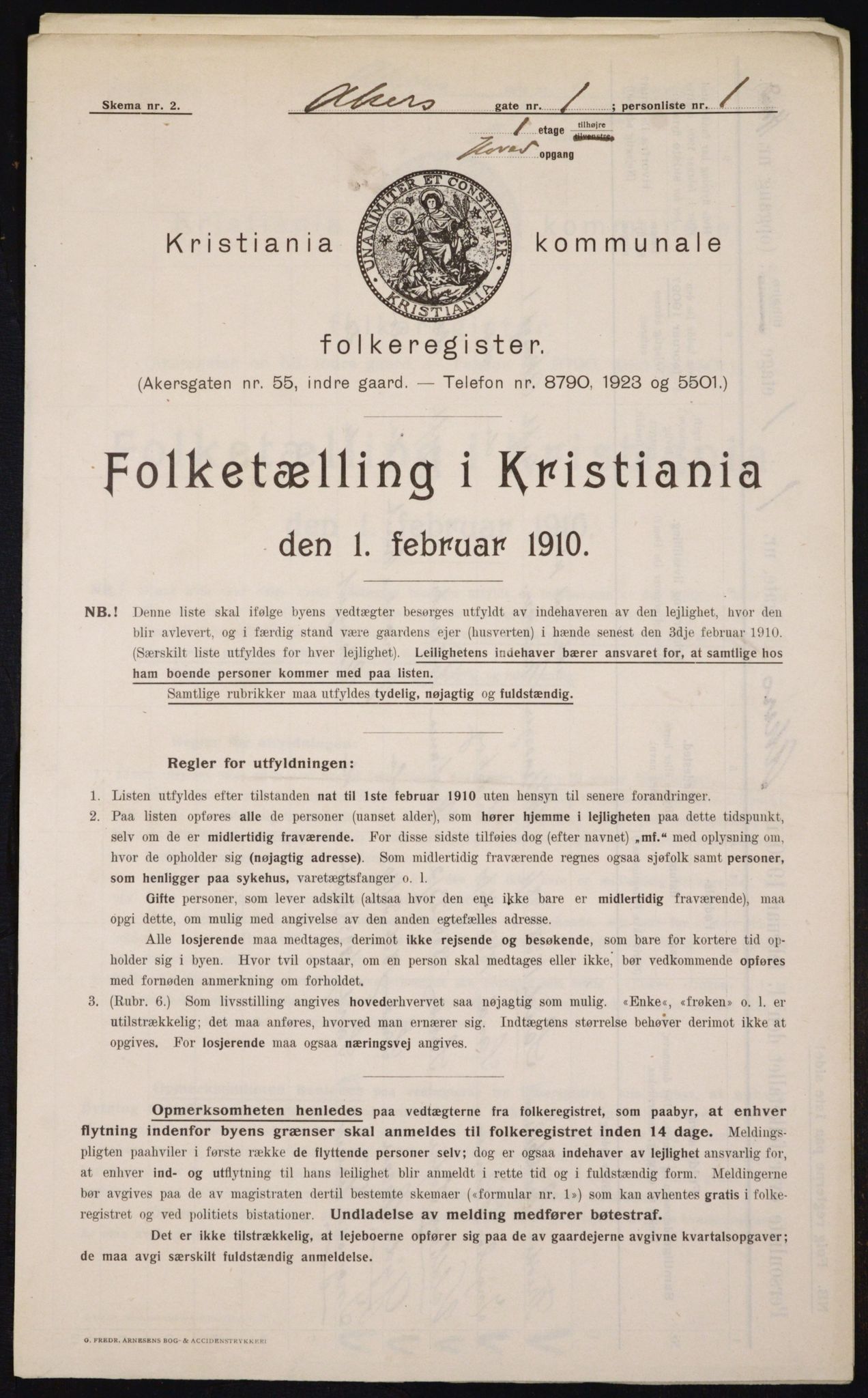 OBA, Municipal Census 1910 for Kristiania, 1910, p. 296