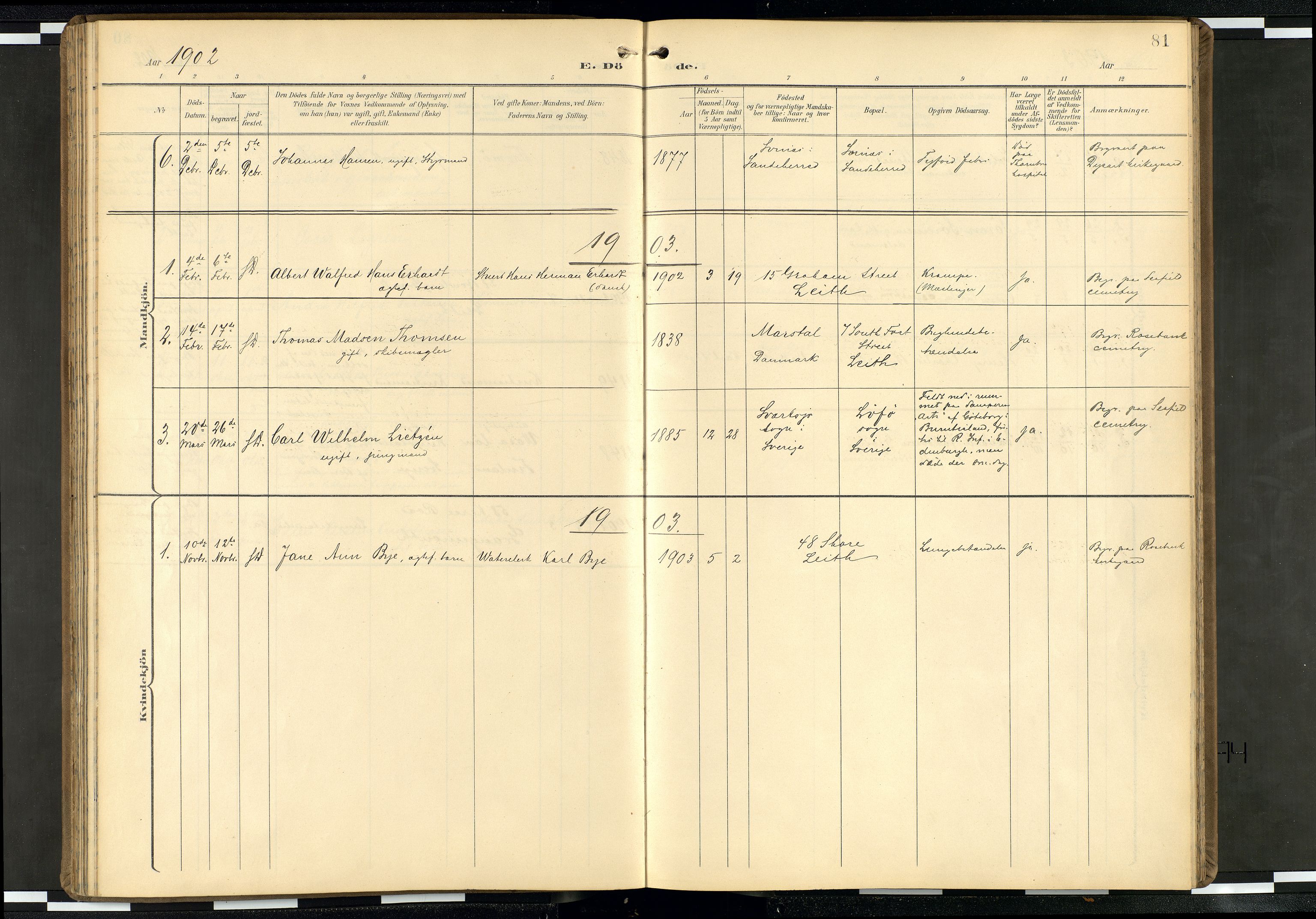 Den norske sjømannsmisjon i utlandet/Skotske havner (Leith, Glasgow), SAB/SAB/PA-0100/H/Ha/Haa/L0004: Parish register (official) no. A 4, 1899-1949, p. 80b-81a