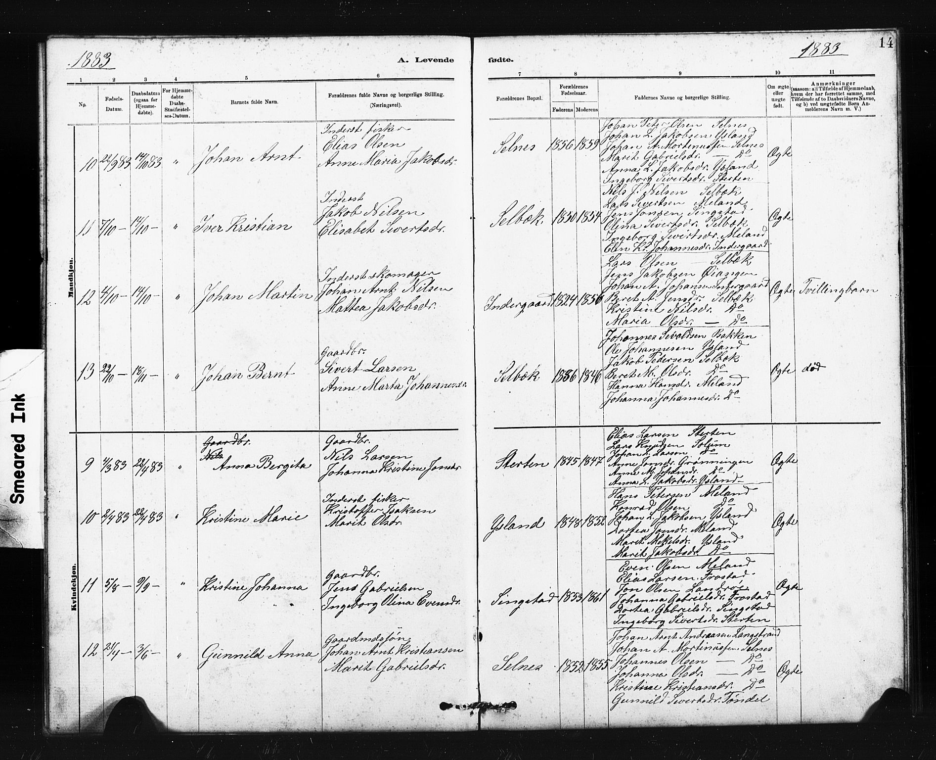 Ministerialprotokoller, klokkerbøker og fødselsregistre - Sør-Trøndelag, AV/SAT-A-1456/663/L0761: Parish register (copy) no. 663C01, 1880-1893, p. 14