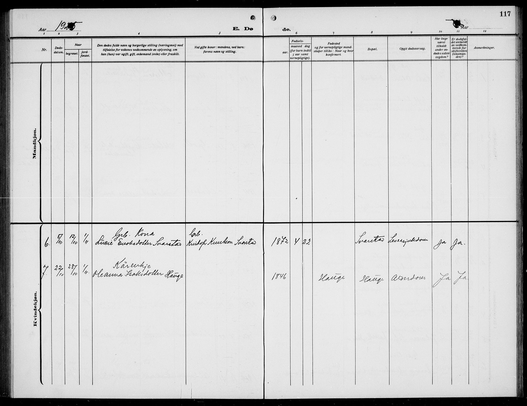 Bremanger sokneprestembete, AV/SAB-A-82201/H/Hab/Habc/L0002: Parish register (copy) no. C  2, 1920-1936, p. 117