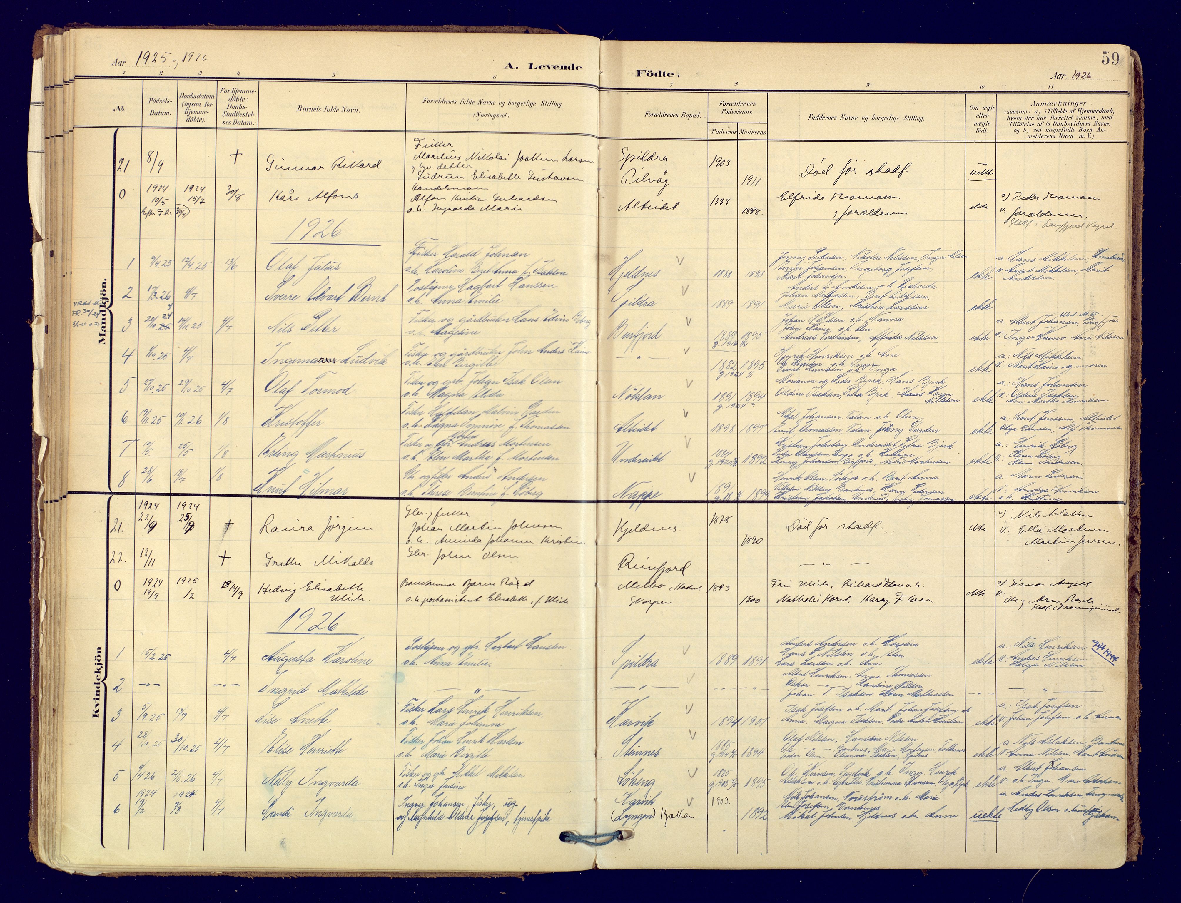 Skjervøy sokneprestkontor, AV/SATØ-S-1300/H/Ha/Haa: Parish register (official) no. 19, 1908-1936, p. 59