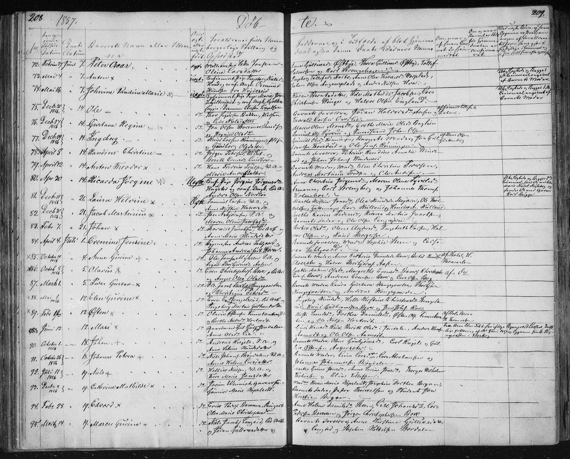 Kongsberg kirkebøker, AV/SAKO-A-22/F/Fa/L0009: Parish register (official) no. I 9, 1839-1858, p. 208-209