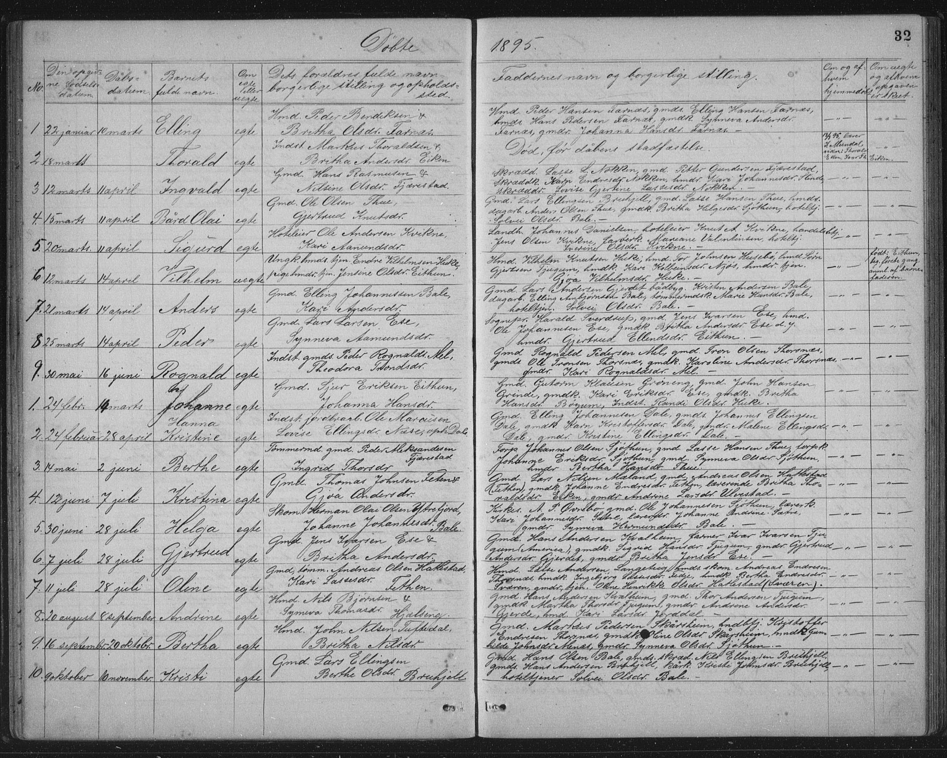 Balestrand sokneprestembete, AV/SAB-A-79601/H/Hab/Haba/L0002: Parish register (copy) no. A 2, 1880-1919, p. 32
