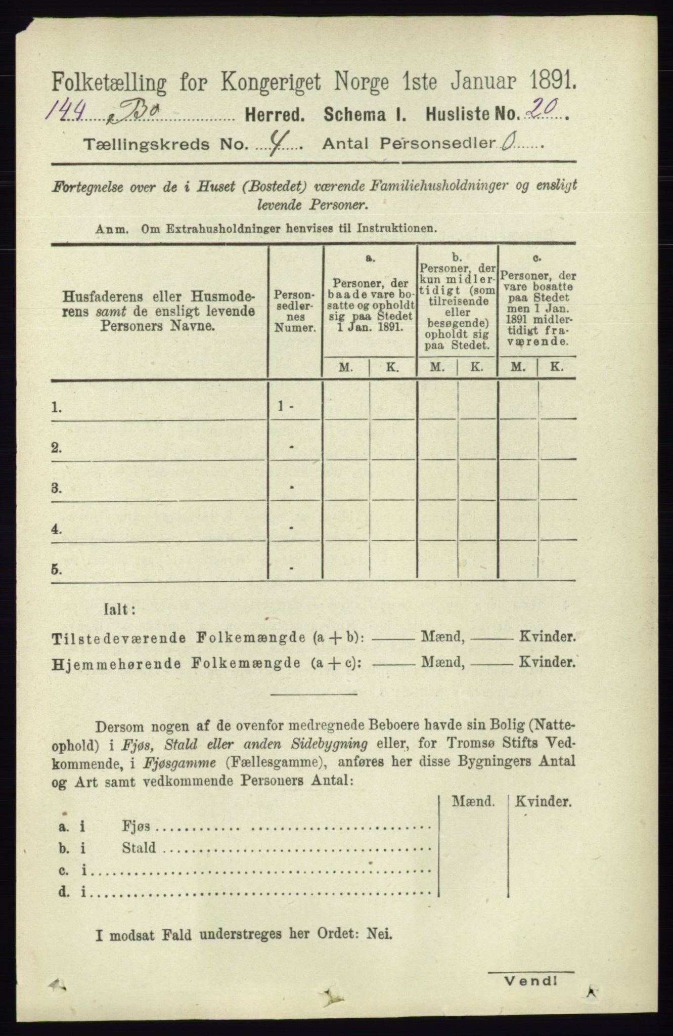 RA, 1891 census for 0821 Bø, 1891, p. 1221