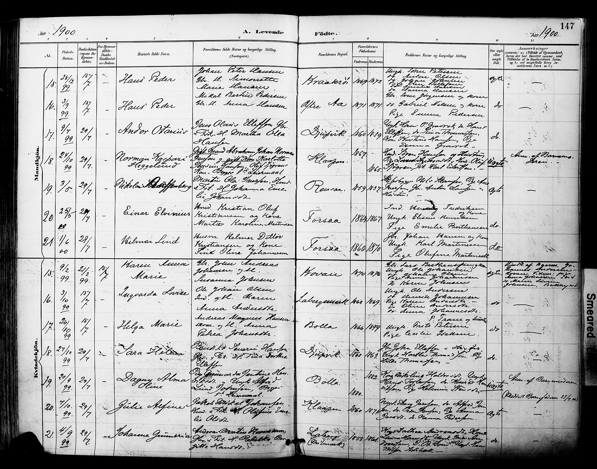 Ibestad sokneprestembete, SATØ/S-0077/H/Ha/Haa/L0012kirke: Parish register (official) no. 12, 1890-1900, p. 147