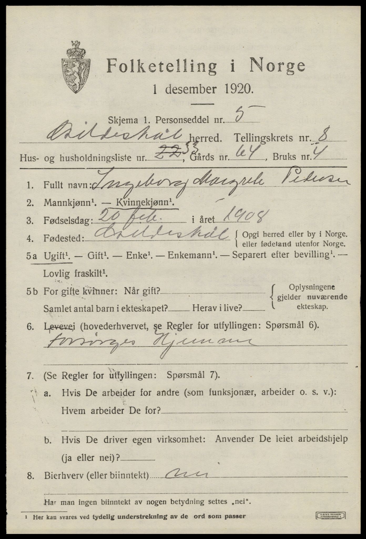 SAT, 1920 census for Gildeskål, 1920, p. 5794