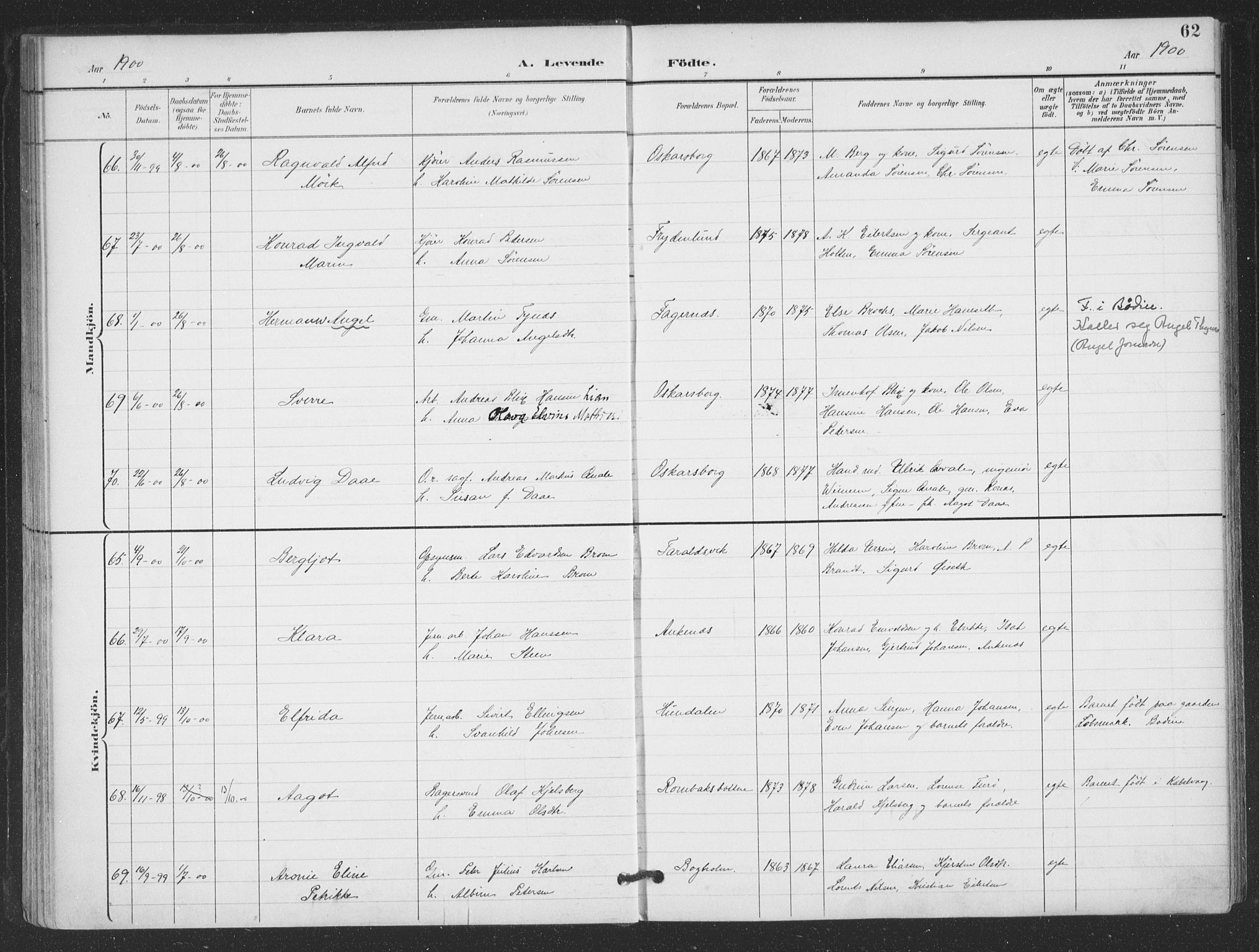 Ministerialprotokoller, klokkerbøker og fødselsregistre - Nordland, AV/SAT-A-1459/866/L0939: Parish register (official) no. 866A02, 1894-1906, p. 62