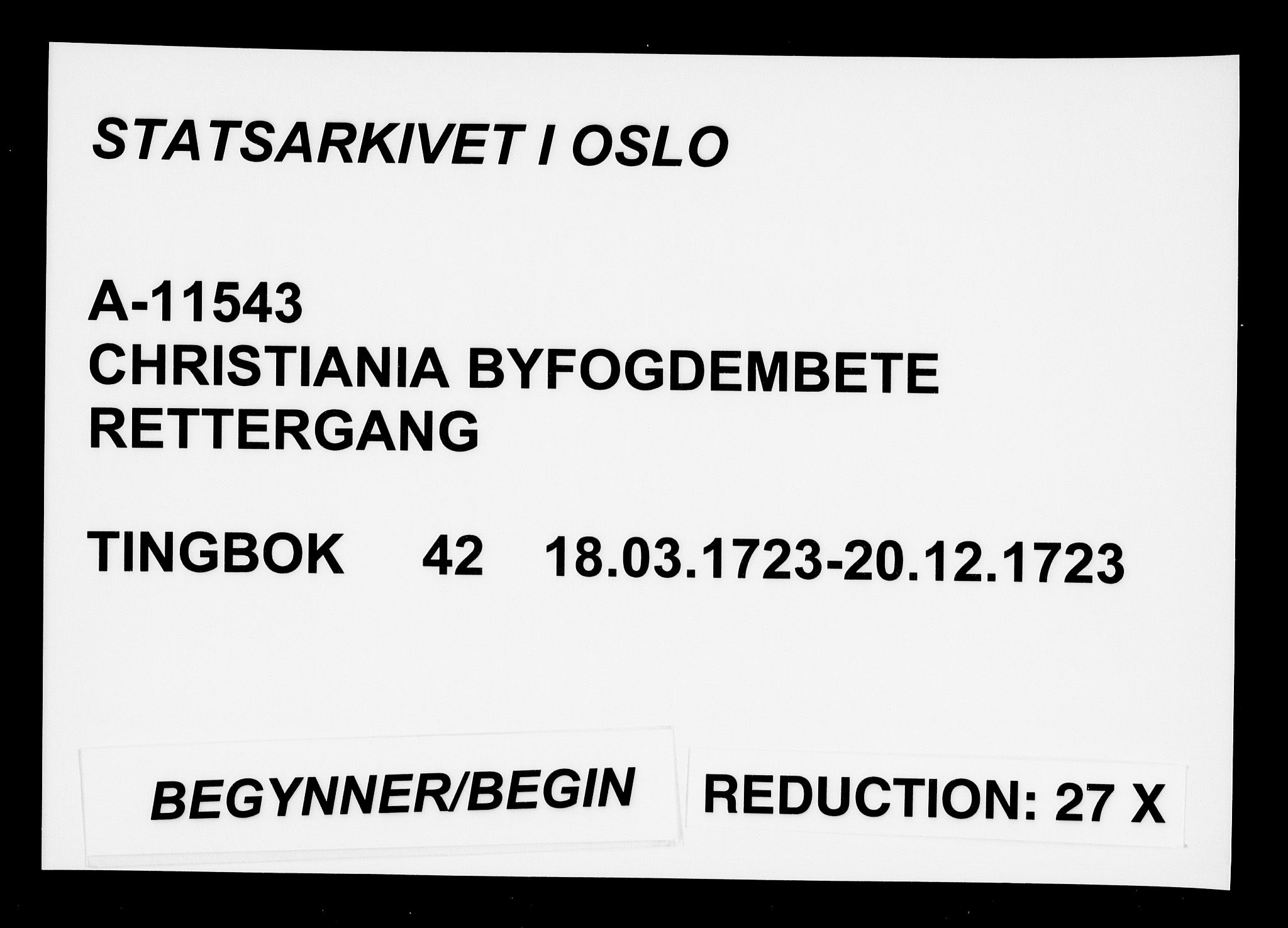 Christiania byfogd, SAO/A-11543/F/Fb/L0042: Tingbok, 1723