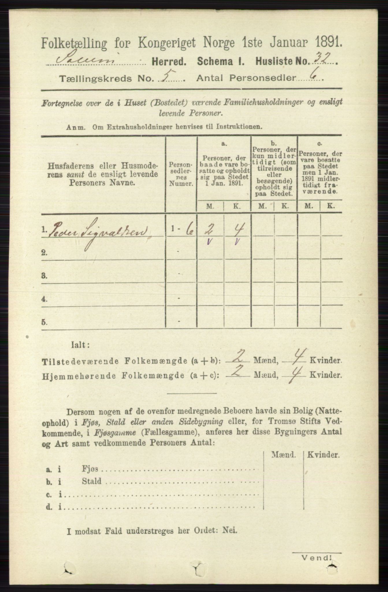 RA, 1891 census for 0818 Solum, 1891, p. 829