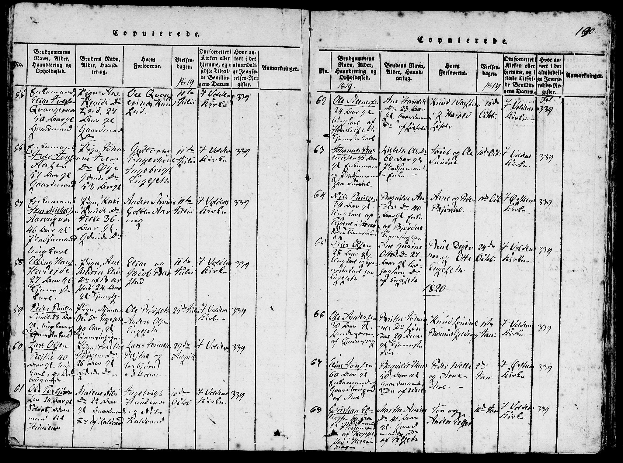 Ministerialprotokoller, klokkerbøker og fødselsregistre - Møre og Romsdal, AV/SAT-A-1454/511/L0138: Parish register (official) no. 511A05, 1817-1832, p. 190