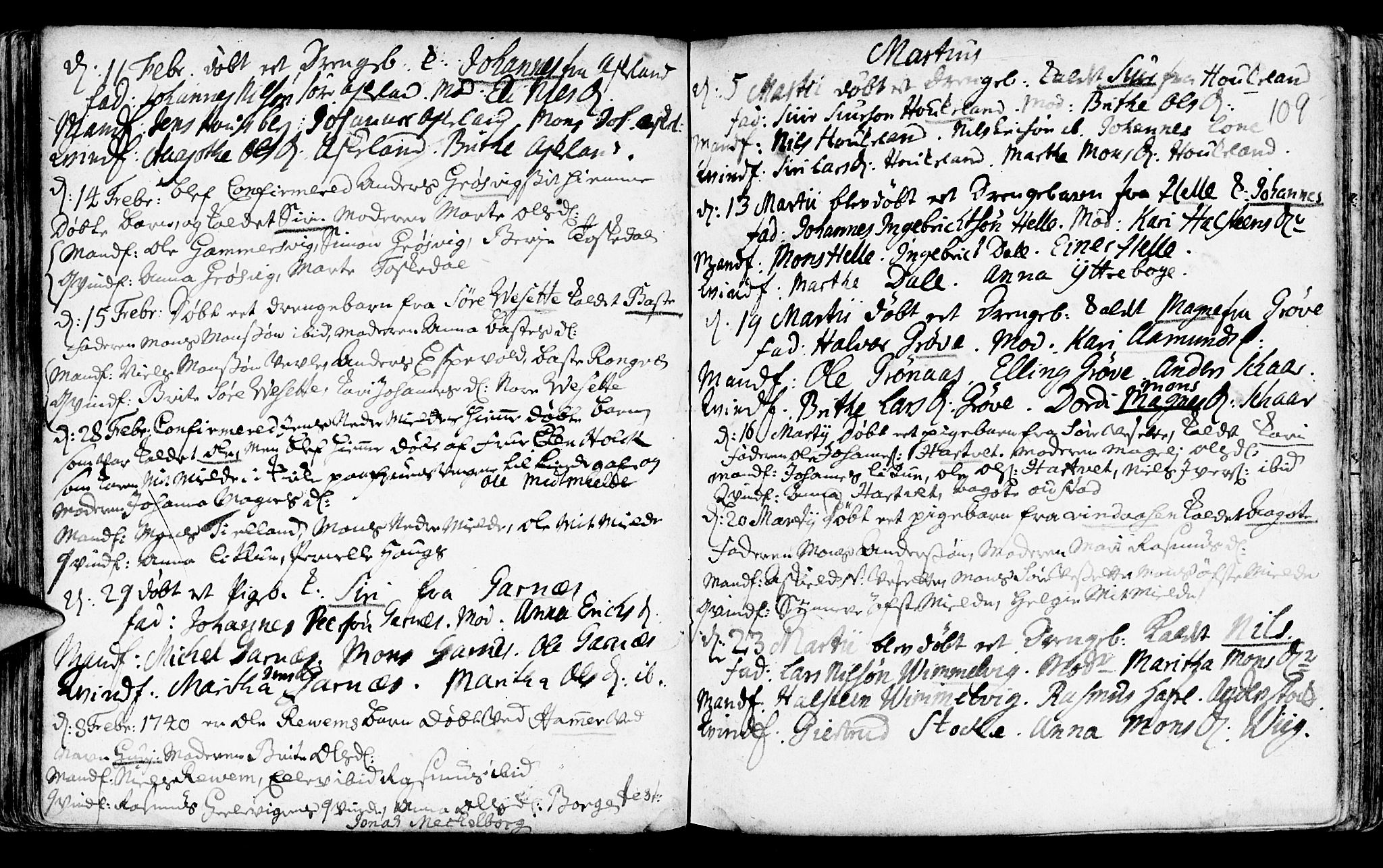 Haus sokneprestembete, SAB/A-75601/H/Haa: Parish register (official) no. A 5, 1733-1747, p. 109
