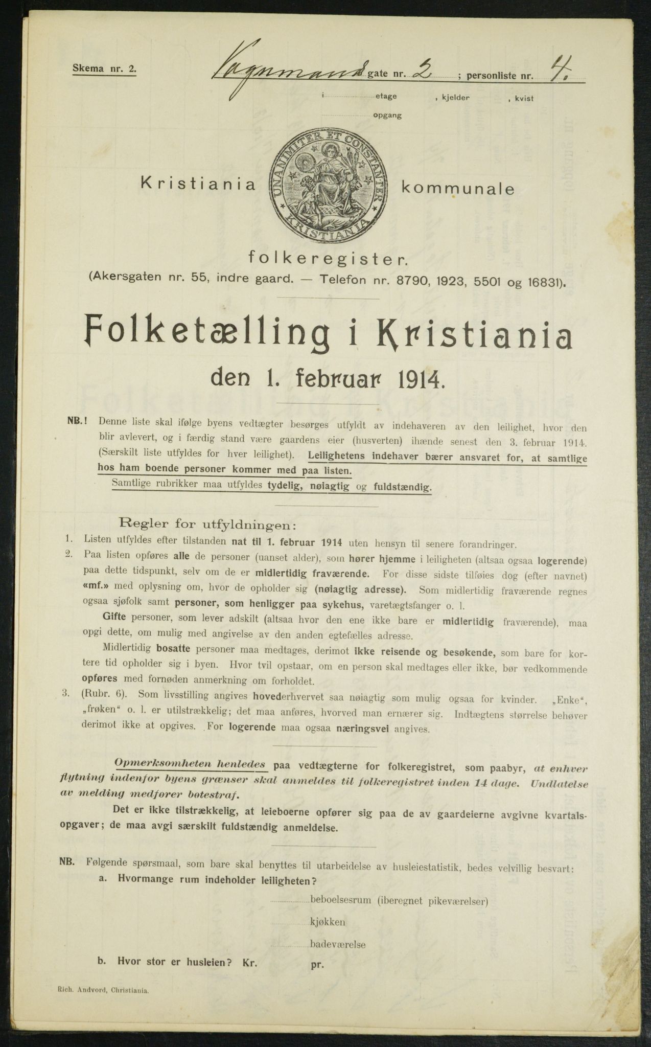 OBA, Municipal Census 1914 for Kristiania, 1914, p. 125151