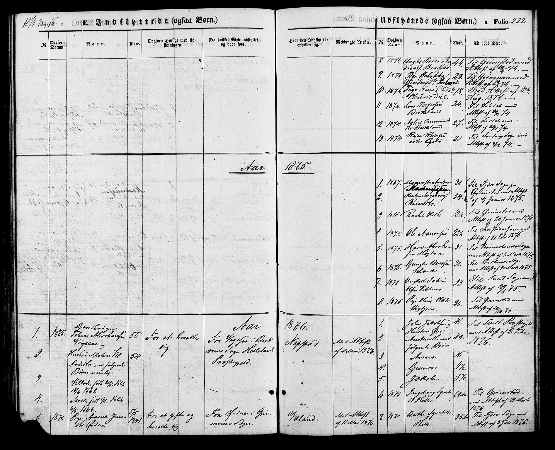 Nord-Audnedal sokneprestkontor, AV/SAK-1111-0032/F/Fa/Faa/L0002: Parish register (official) no. A 2, 1857-1882, p. 222