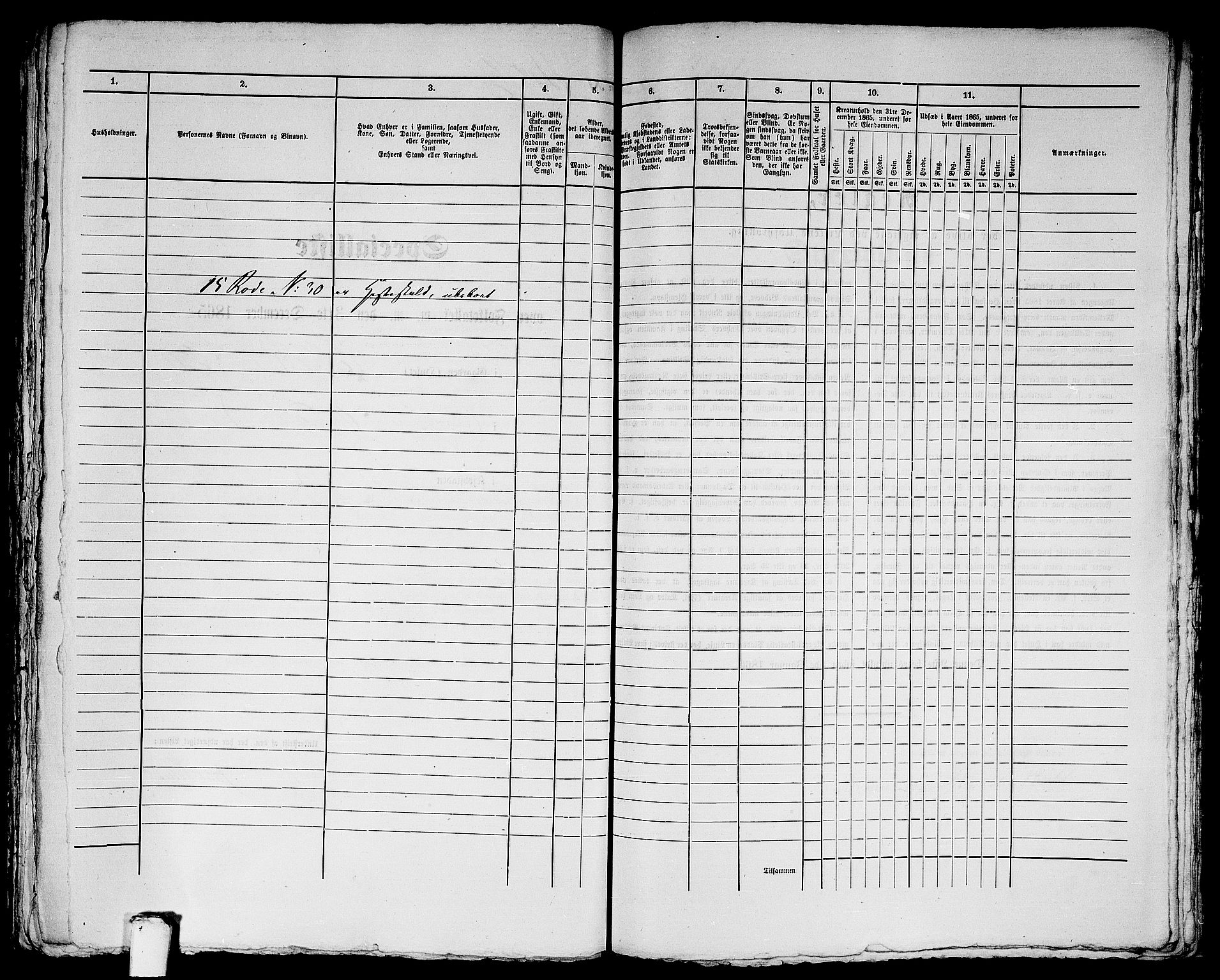 RA, 1865 census for Bergen, 1865, p. 3012