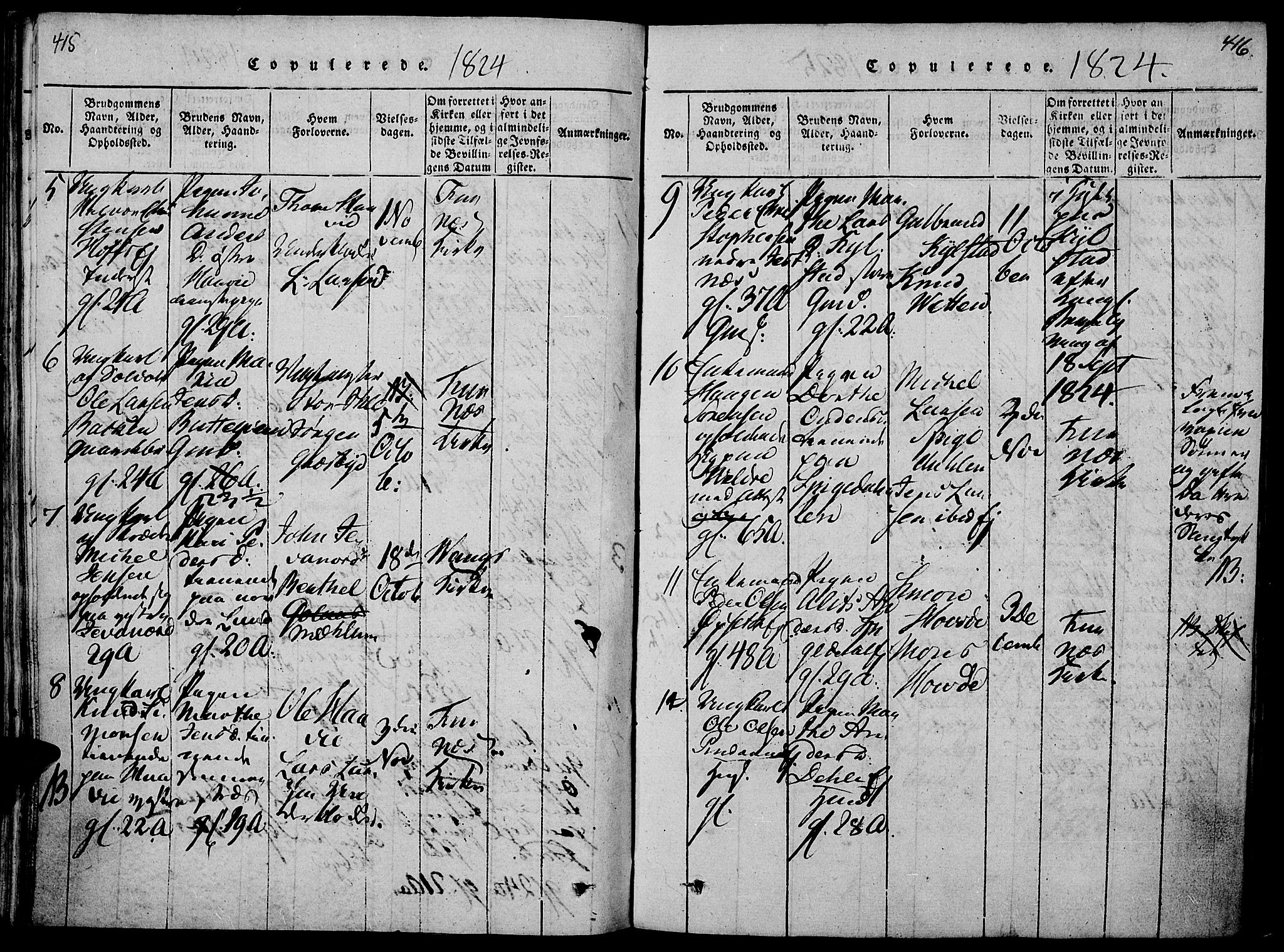 Vang prestekontor, Hedmark, SAH/PREST-008/H/Ha/Haa/L0008: Parish register (official) no. 8, 1815-1826, p. 415-416