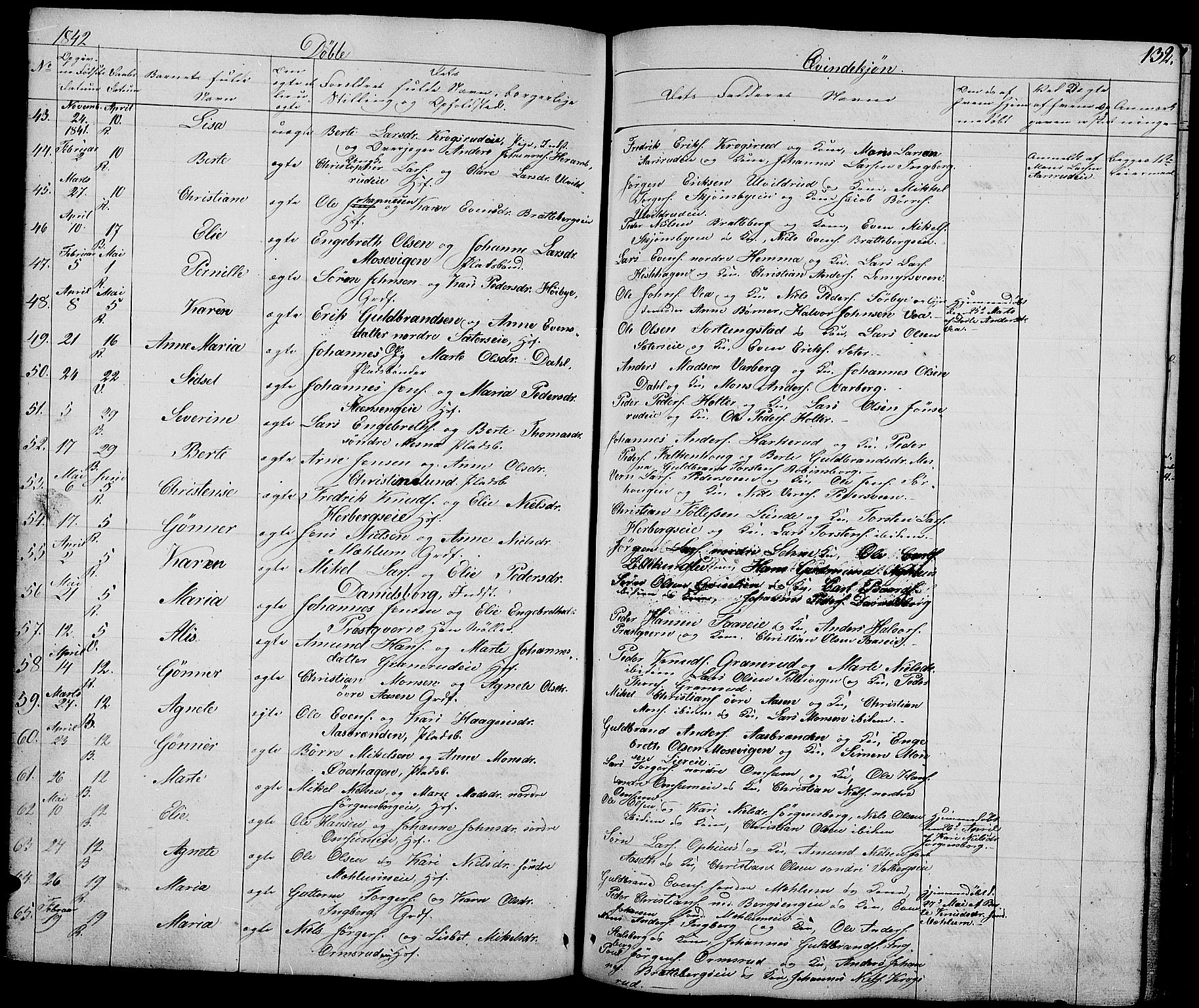 Ringsaker prestekontor, AV/SAH-PREST-014/L/La/L0005: Parish register (copy) no. 5, 1839-1850, p. 132