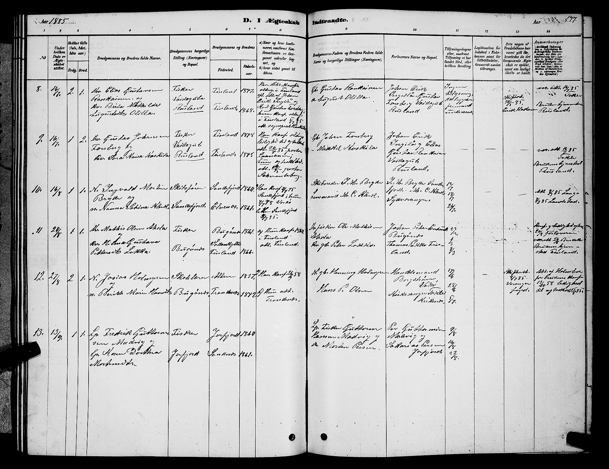 Sør-Varanger sokneprestkontor, AV/SATØ-S-1331/H/Hb/L0003klokker: Parish register (copy) no. 3, 1878-1891, p. 177