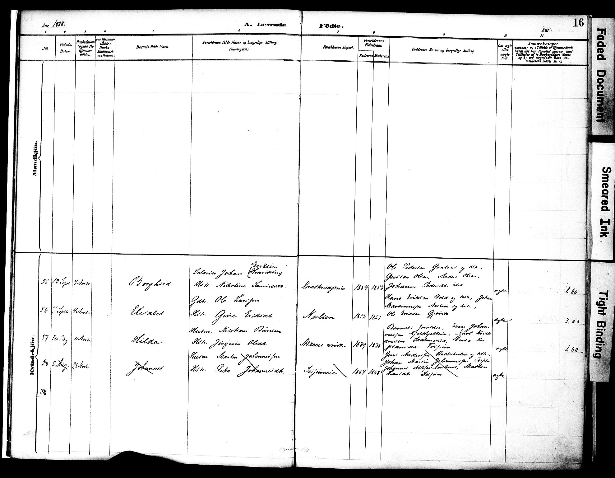 Nes prestekontor, Hedmark, AV/SAH-PREST-020/K/Ka/L0009: Parish register (official) no. 9, 1887-1905, p. 16