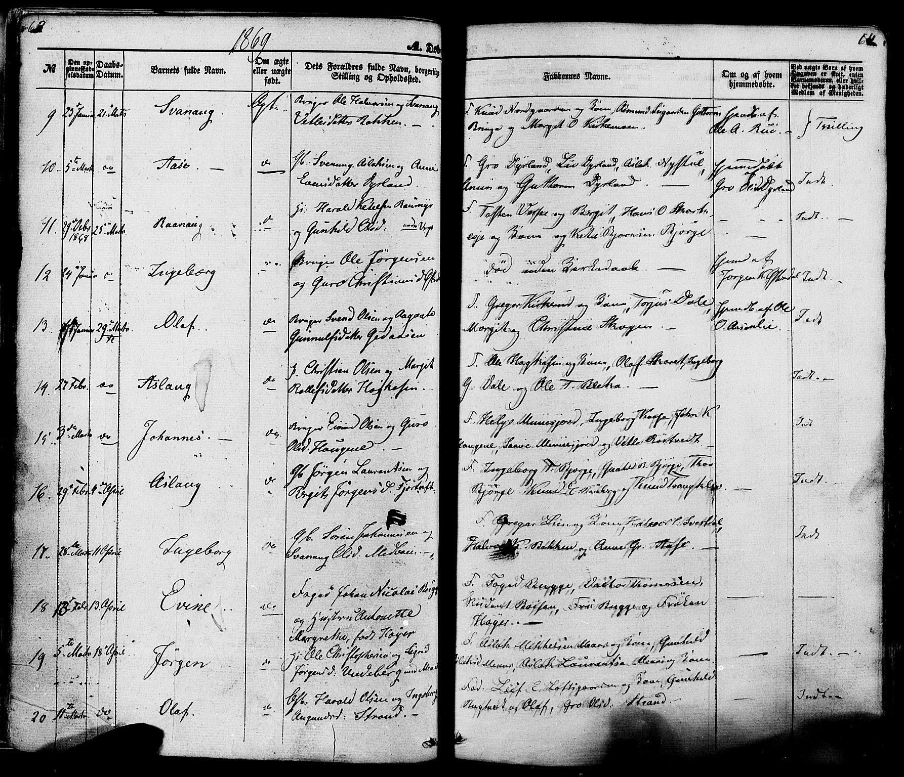 Seljord kirkebøker, AV/SAKO-A-20/F/Fa/L0013: Parish register (official) no. I 13, 1866-1876, p. 63-64