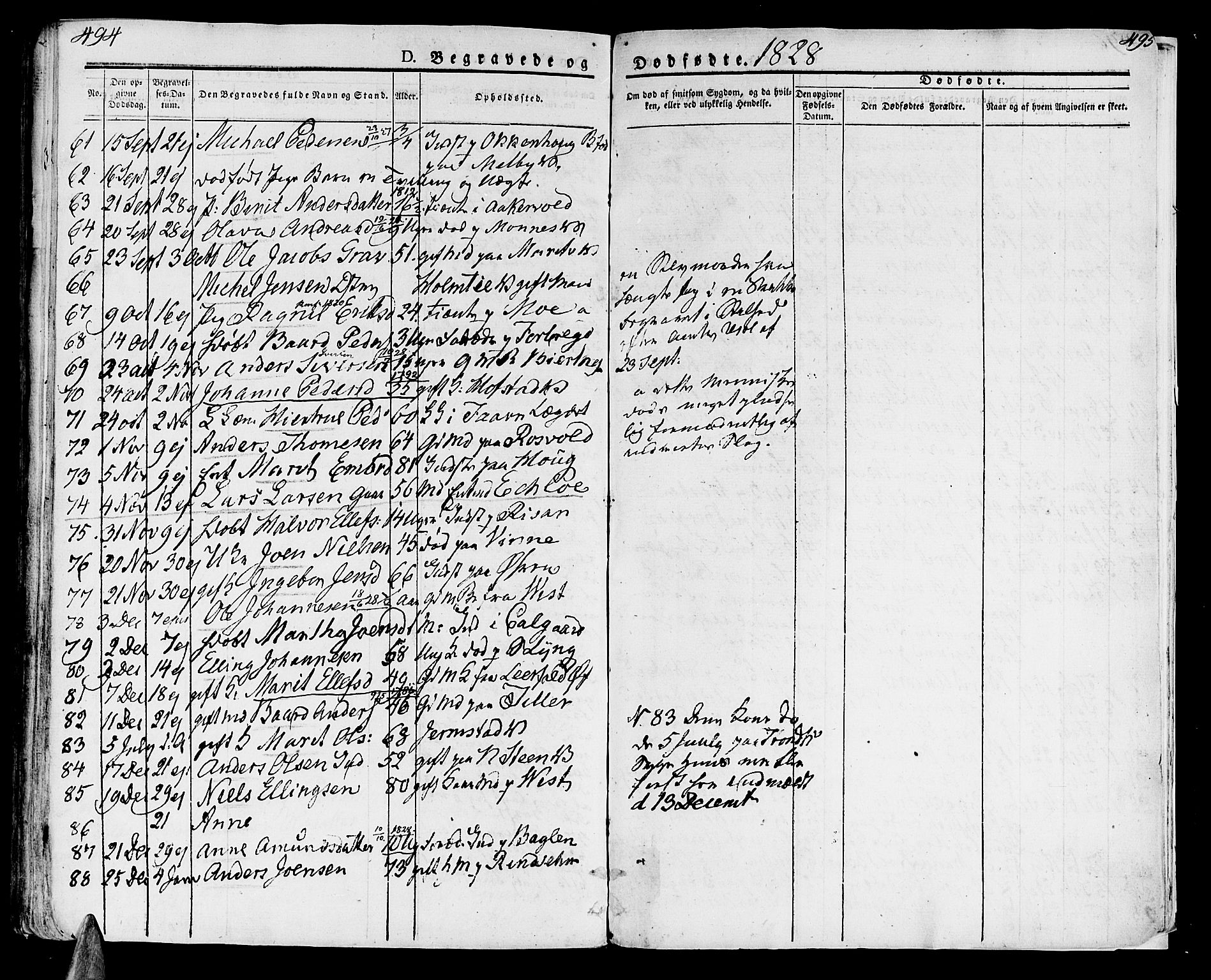 Ministerialprotokoller, klokkerbøker og fødselsregistre - Nord-Trøndelag, SAT/A-1458/723/L0237: Parish register (official) no. 723A06, 1822-1830, p. 494-495