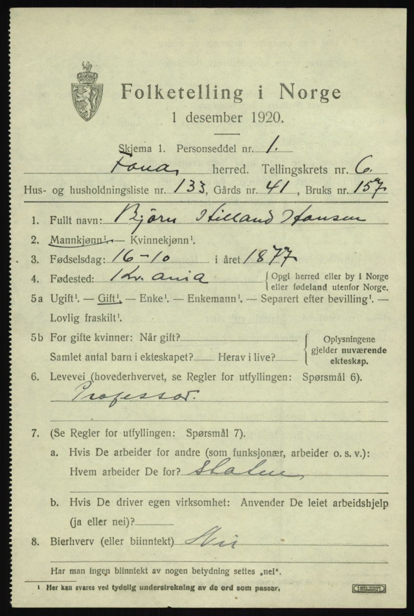 SAB, 1920 census for Fana, 1920, p. 12451