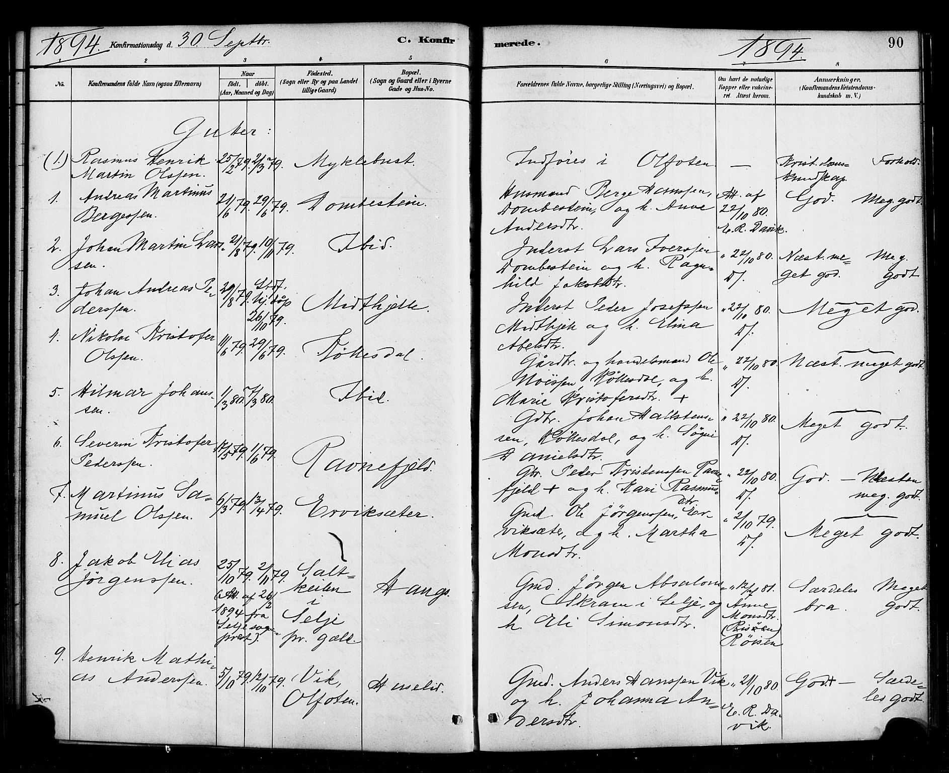 Davik sokneprestembete, SAB/A-79701/H/Haa/Haab/L0001: Parish register (official) no. B 1, 1882-1900, p. 90