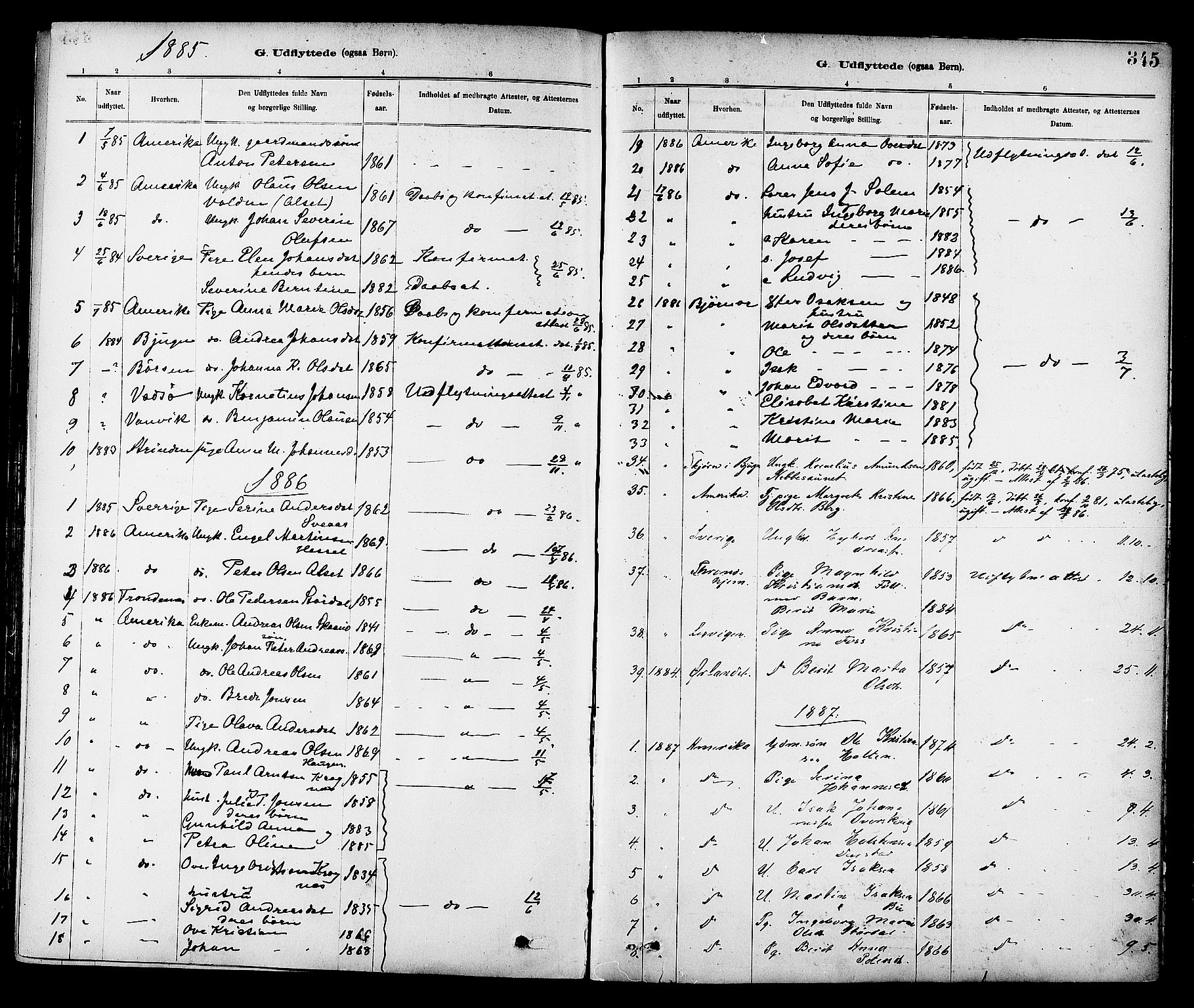 Ministerialprotokoller, klokkerbøker og fødselsregistre - Sør-Trøndelag, SAT/A-1456/647/L0634: Parish register (official) no. 647A01, 1885-1896, p. 345
