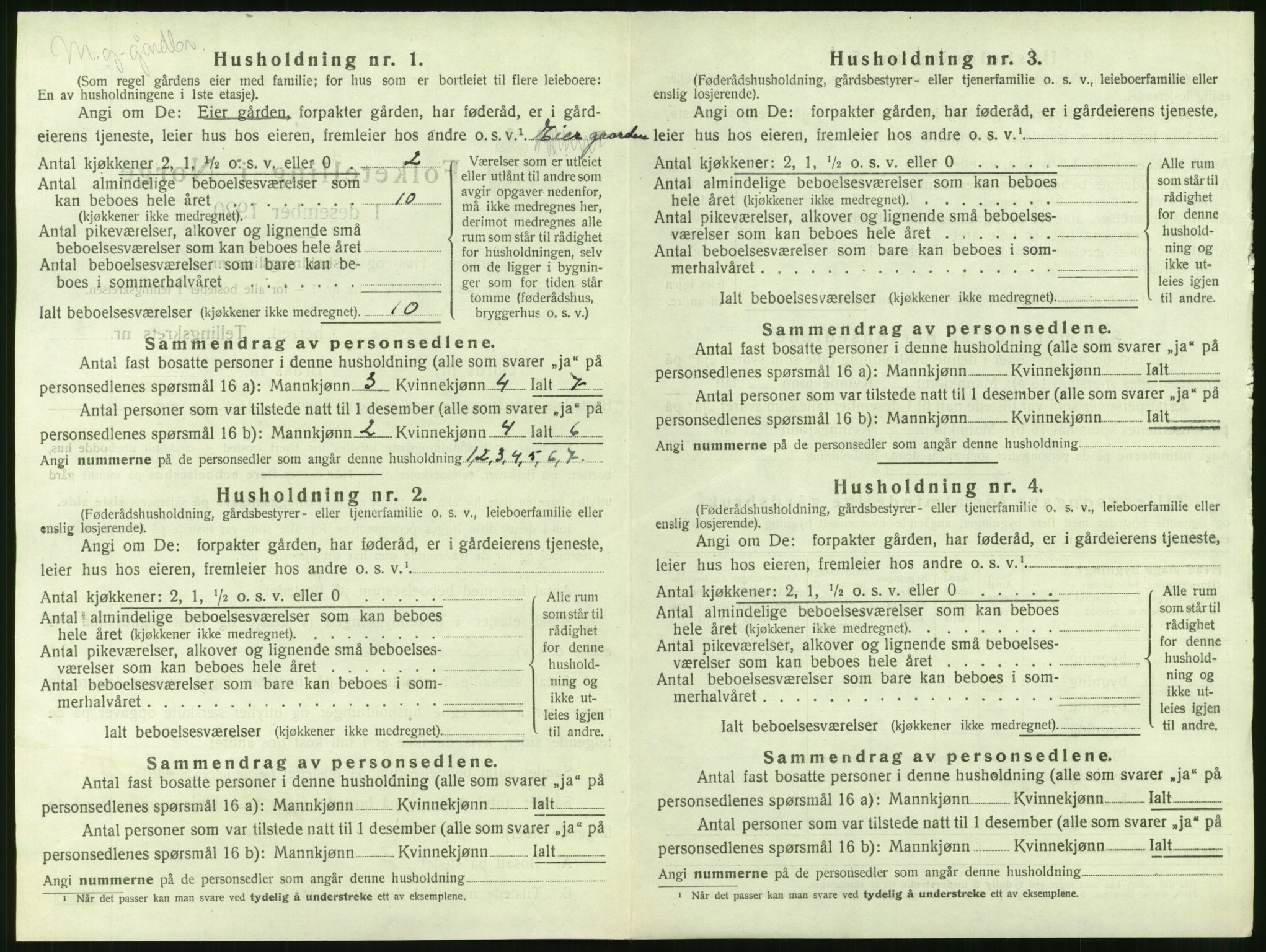 SAT, 1920 census for Grytten, 1920, p. 289