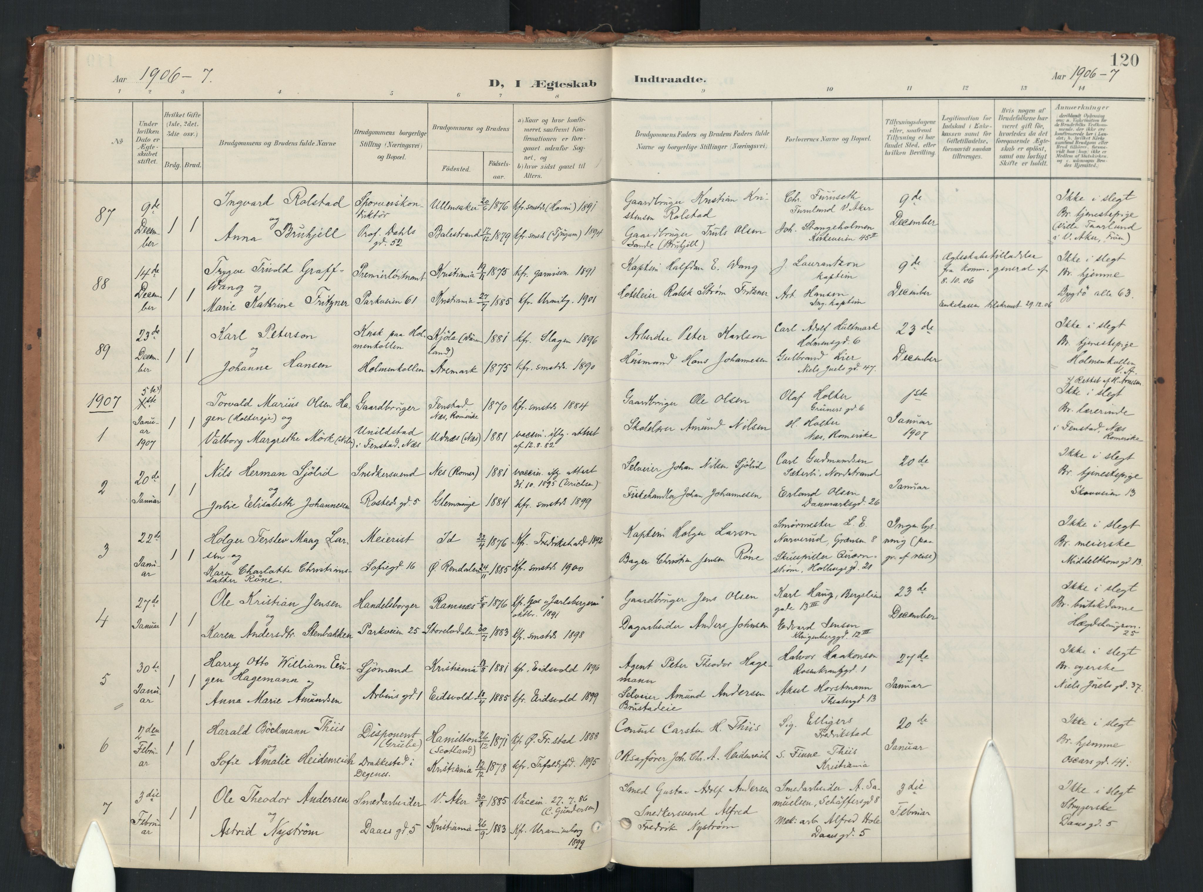 Uranienborg prestekontor Kirkebøker, AV/SAO-A-10877/F/Fa/L0007: Parish register (official) no. 7, 1896-1914, p. 120