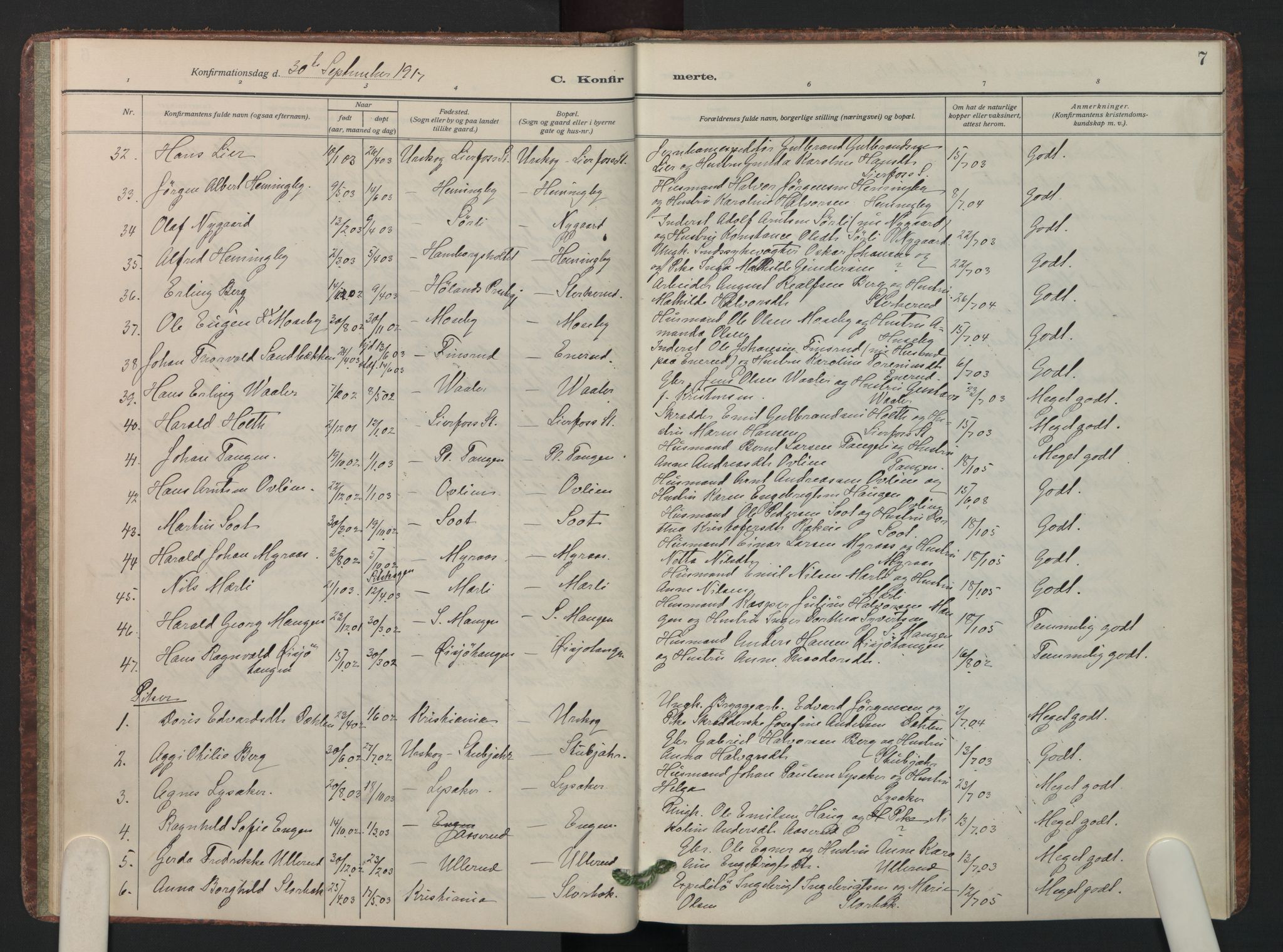Aurskog prestekontor Kirkebøker, SAO/A-10304a/F/Fa/L0015: Parish register (official) no. I 15, 1915-1929, p. 7
