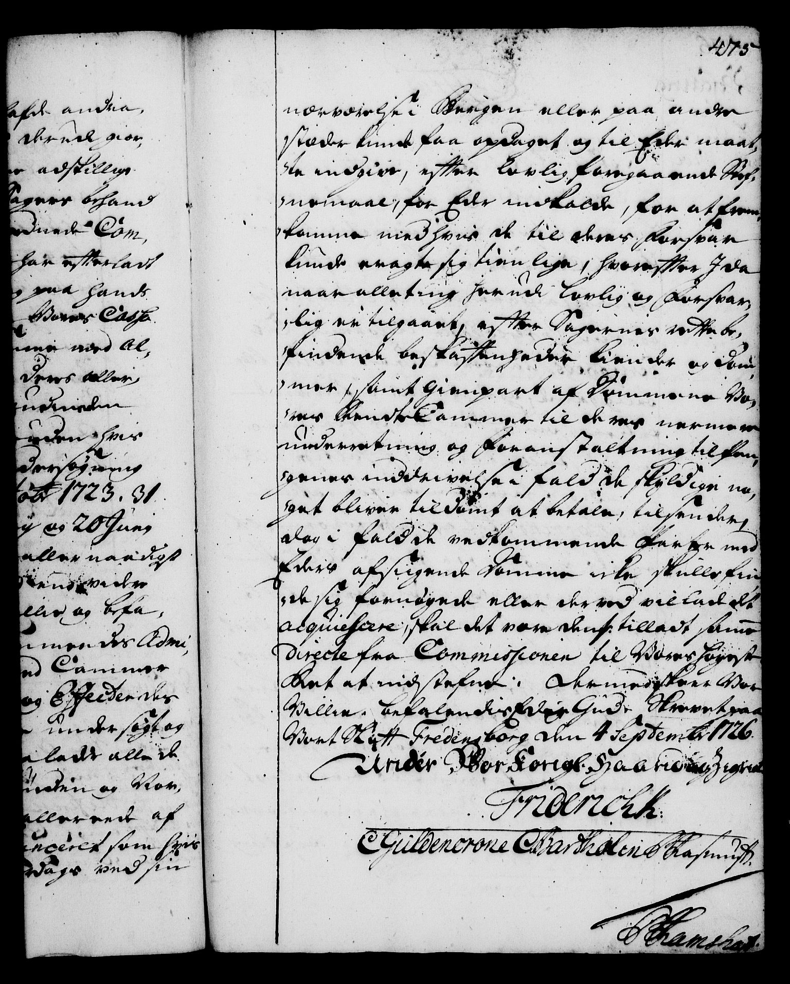 Rentekammeret, Kammerkanselliet, RA/EA-3111/G/Gg/Gga/L0002: Norsk ekspedisjonsprotokoll med register (merket RK 53.2), 1723-1727, p. 475