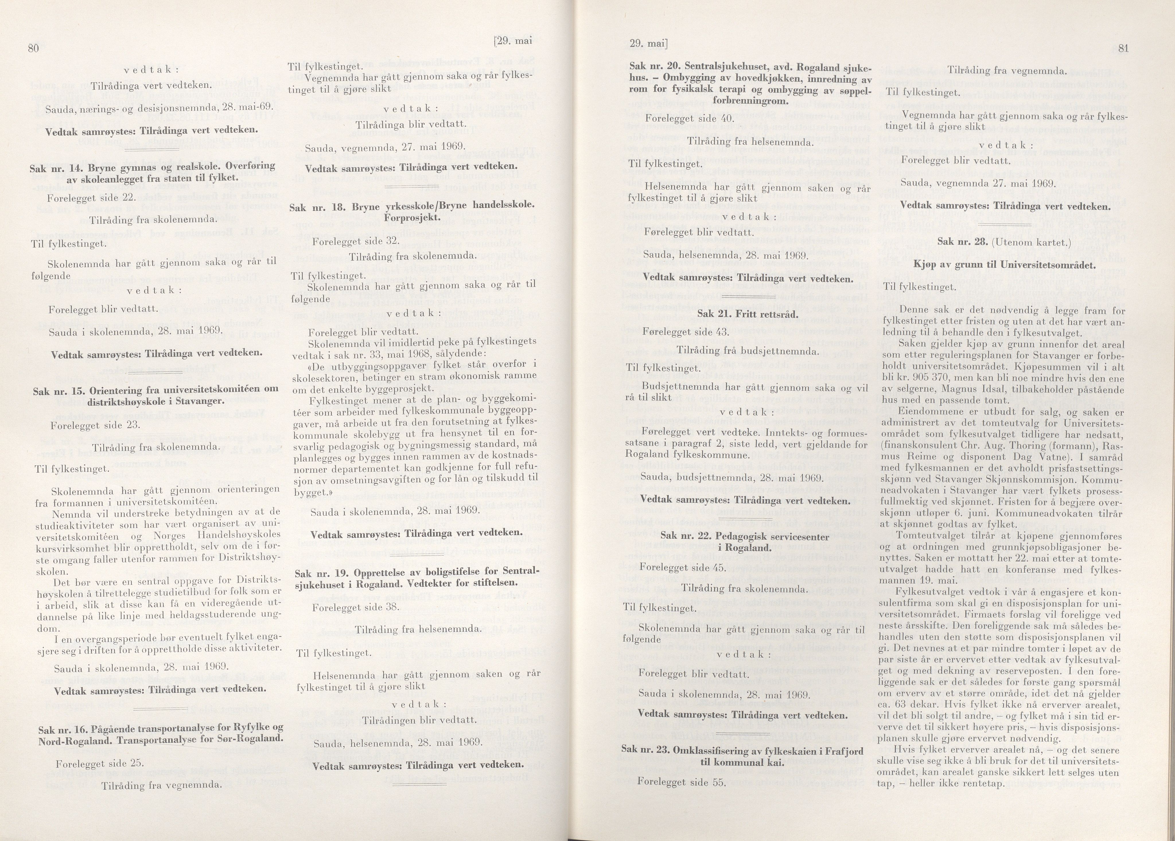 Rogaland fylkeskommune - Fylkesrådmannen , IKAR/A-900/A/Aa/Aaa/L0089: Møtebok , 1969, p. 80-81