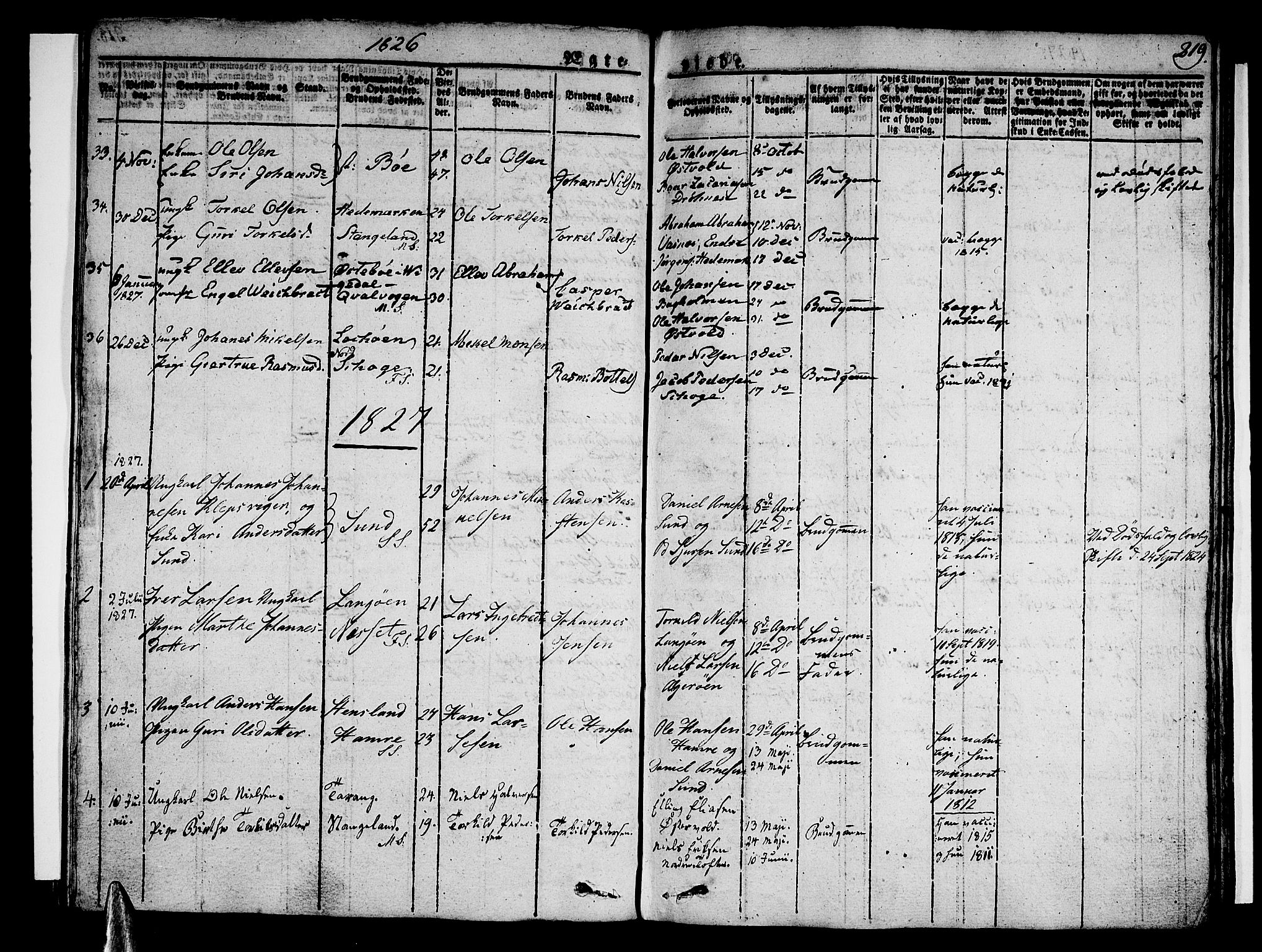 Sund sokneprestembete, SAB/A-99930: Parish register (official) no. A 12, 1825-1835, p. 219