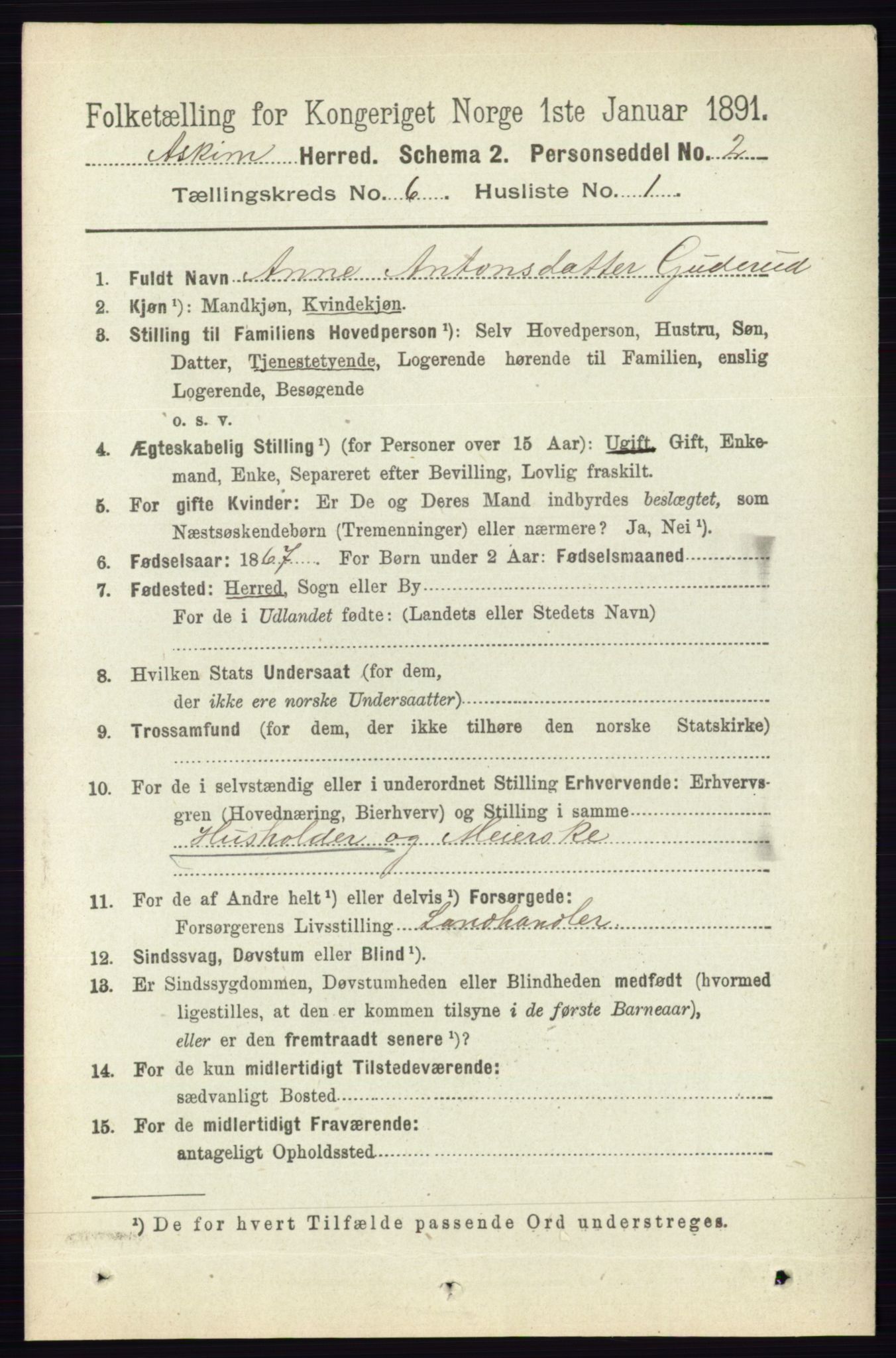 RA, 1891 census for 0124 Askim, 1891, p. 778