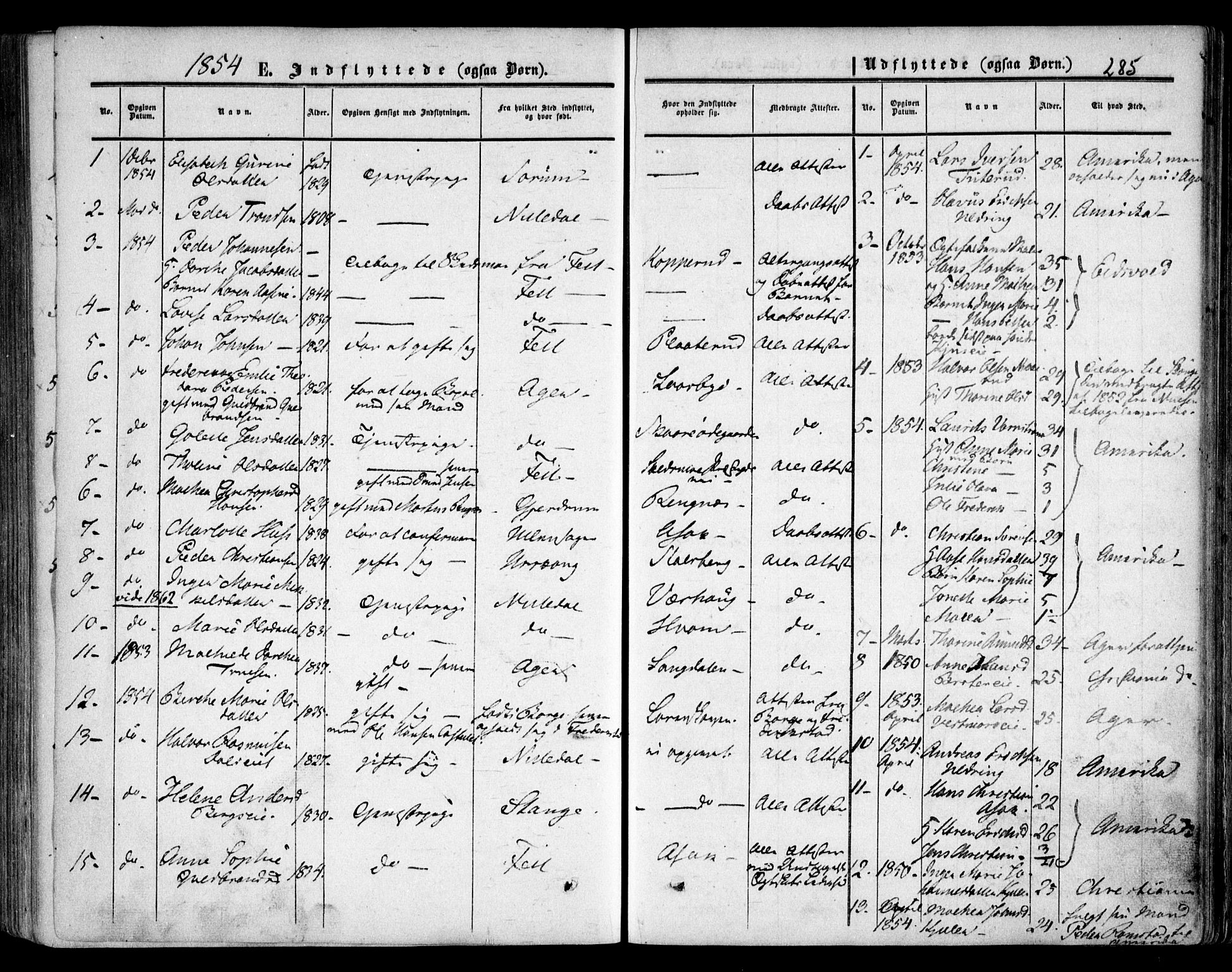 Skedsmo prestekontor Kirkebøker, SAO/A-10033a/F/Fa/L0010: Parish register (official) no. I 10, 1854-1865, p. 285