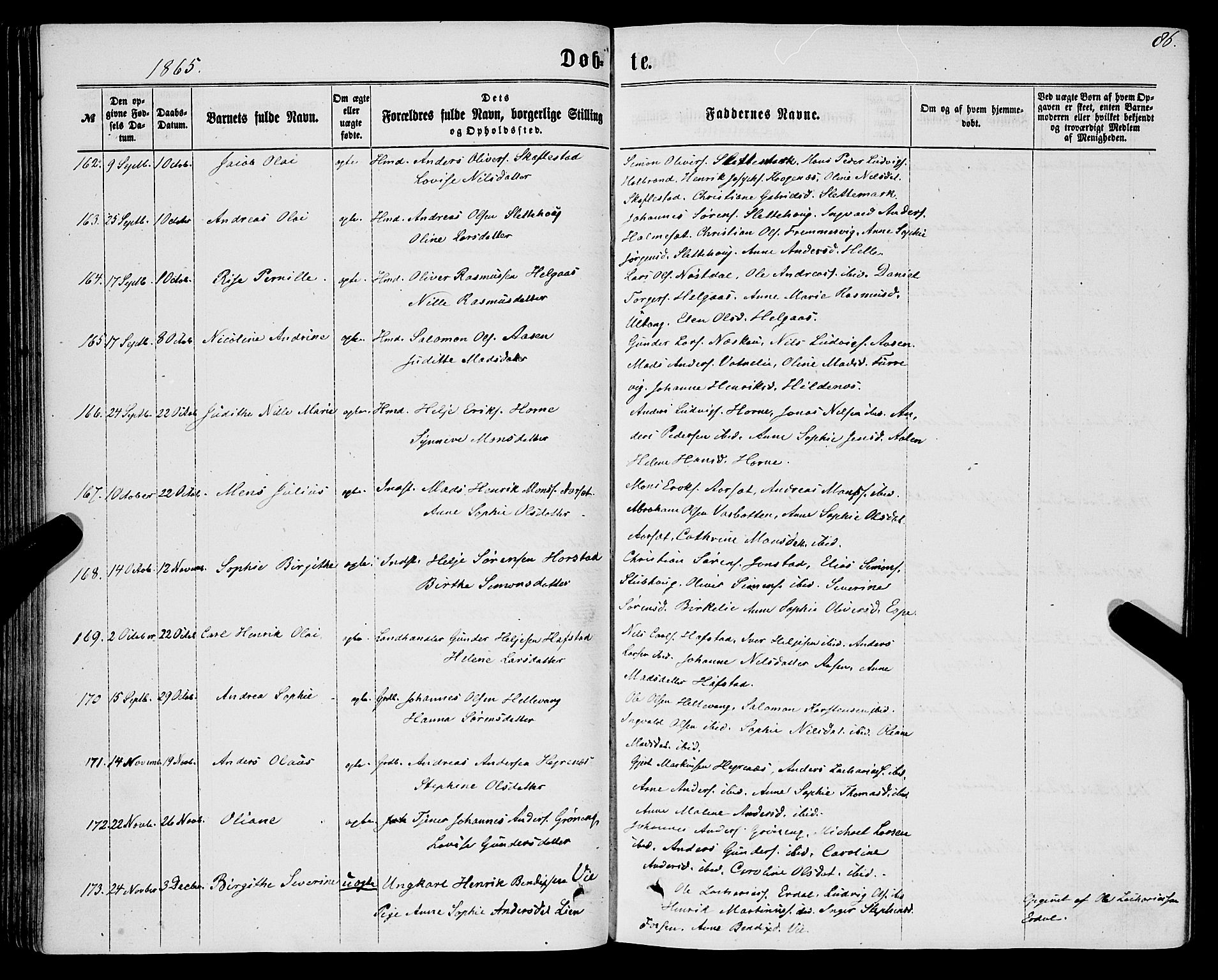 Førde sokneprestembete, AV/SAB-A-79901/H/Haa/Haaa/L0009: Parish register (official) no. A 9, 1861-1877, p. 86