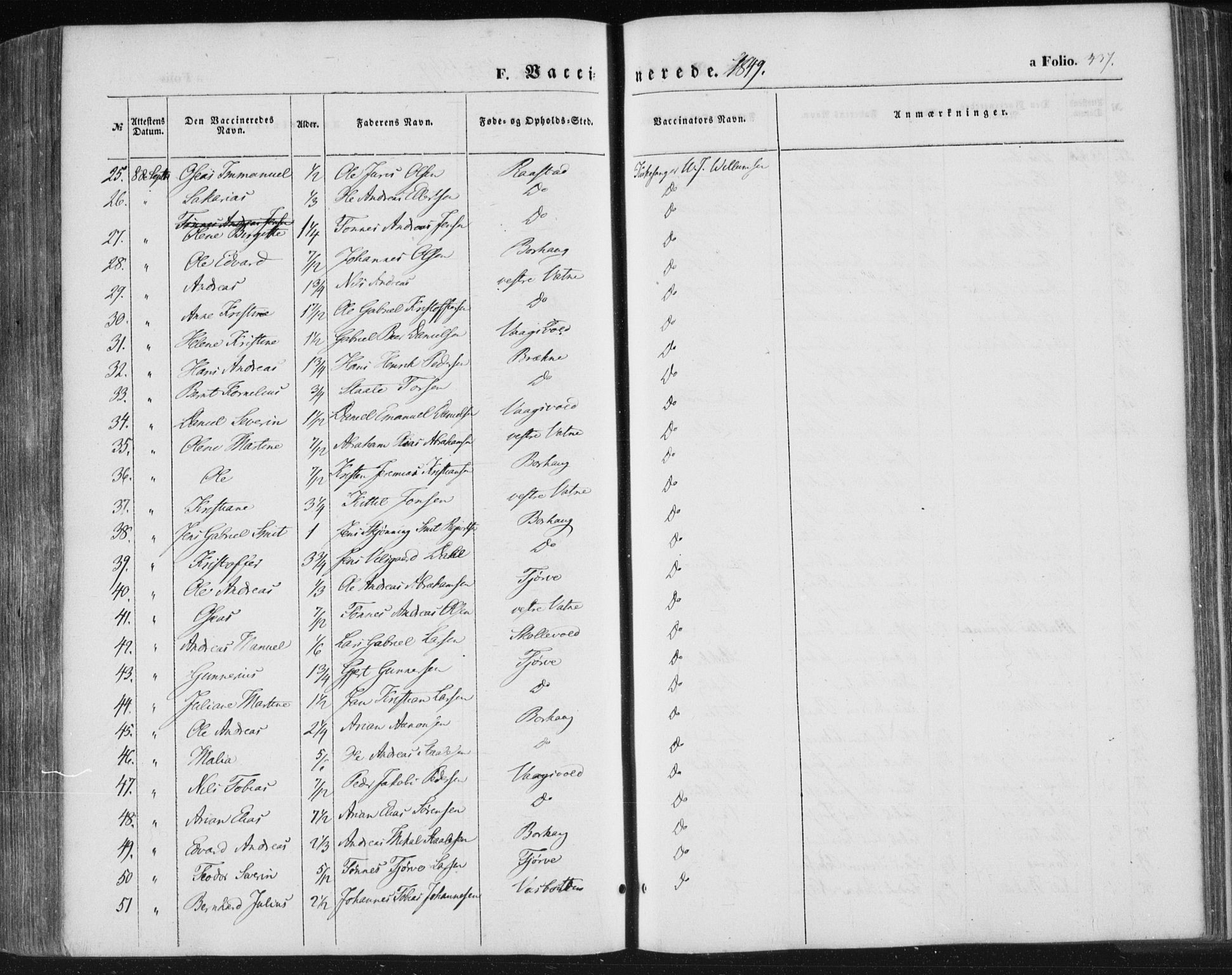 Lista sokneprestkontor, SAK/1111-0027/F/Fa/L0010: Parish register (official) no. A 10, 1846-1861, p. 437