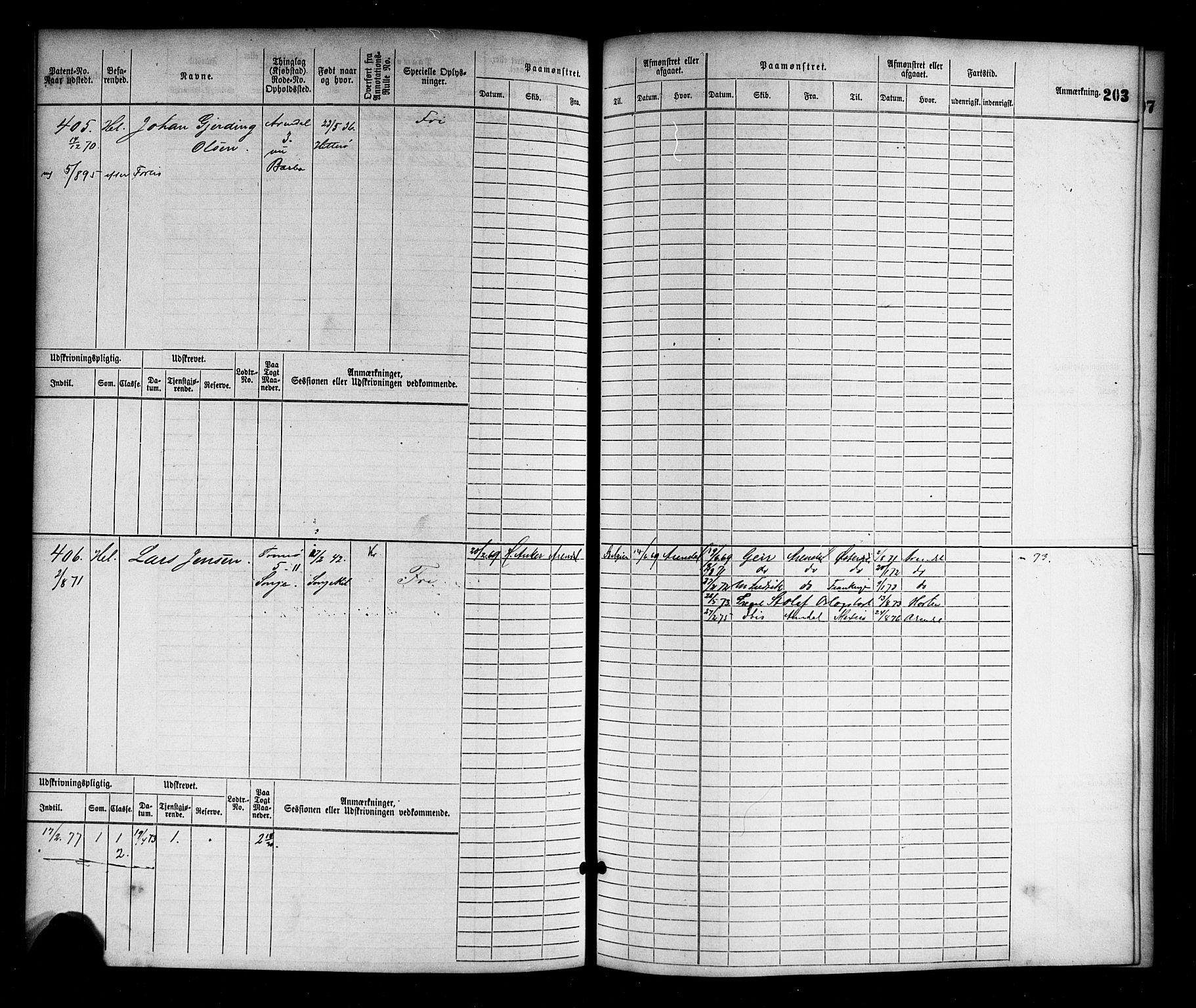 Arendal mønstringskrets, AV/SAK-2031-0012/F/Fb/L0010: Hovedrulle nr 1-774, S-8, 1868-1885, p. 213