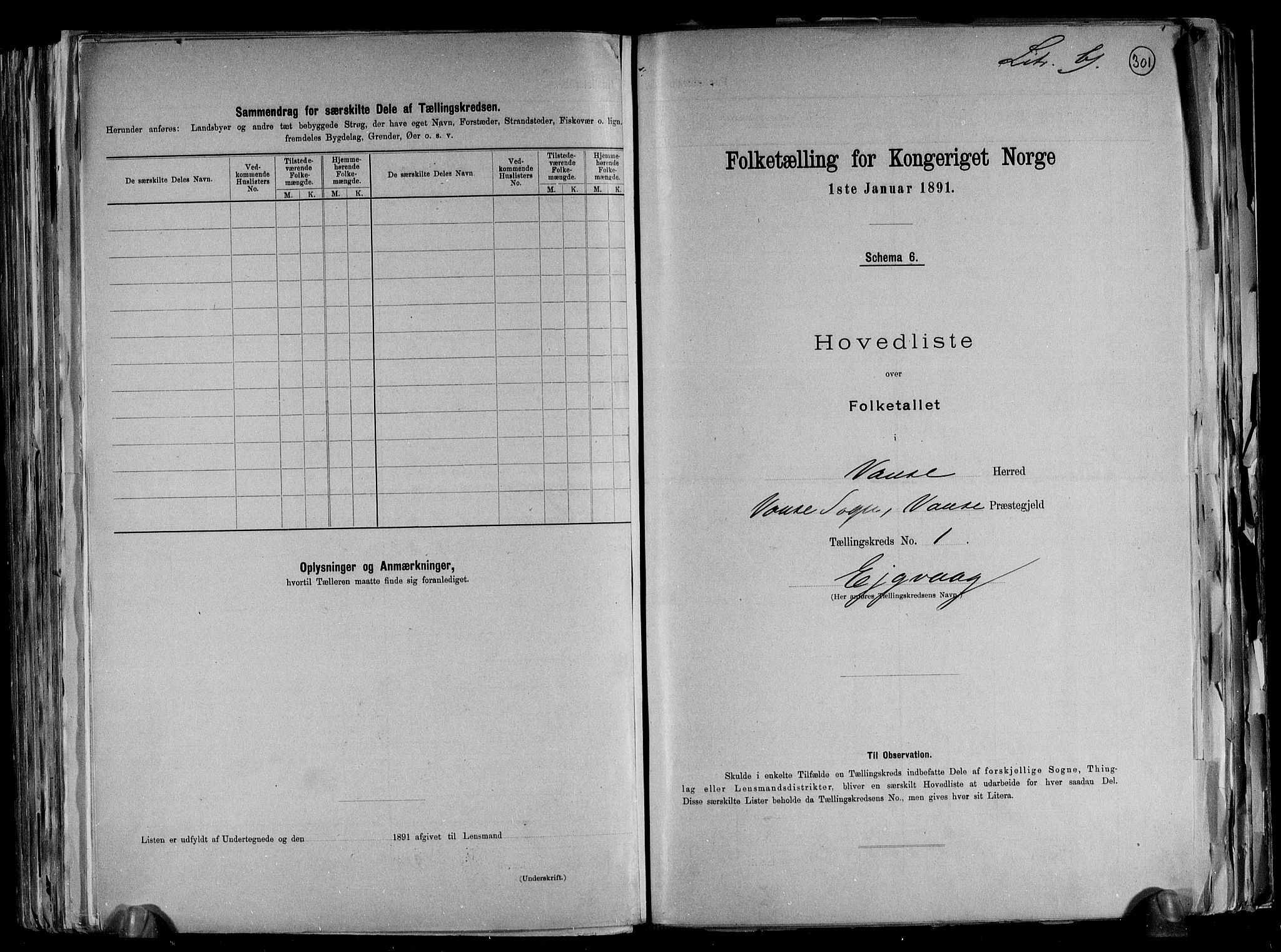 RA, 1891 census for 1041 Vanse, 1891, p. 8