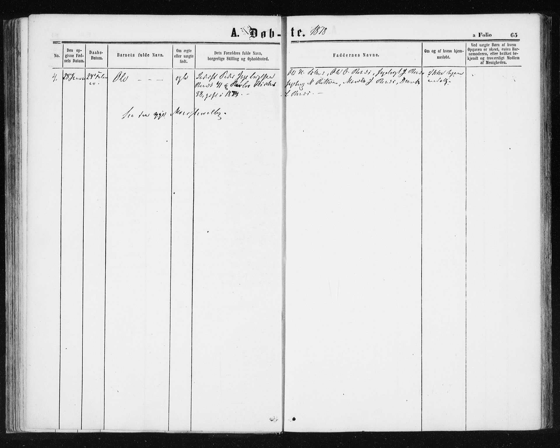Ministerialprotokoller, klokkerbøker og fødselsregistre - Sør-Trøndelag, SAT/A-1456/687/L1001: Parish register (official) no. 687A07, 1863-1878, p. 65