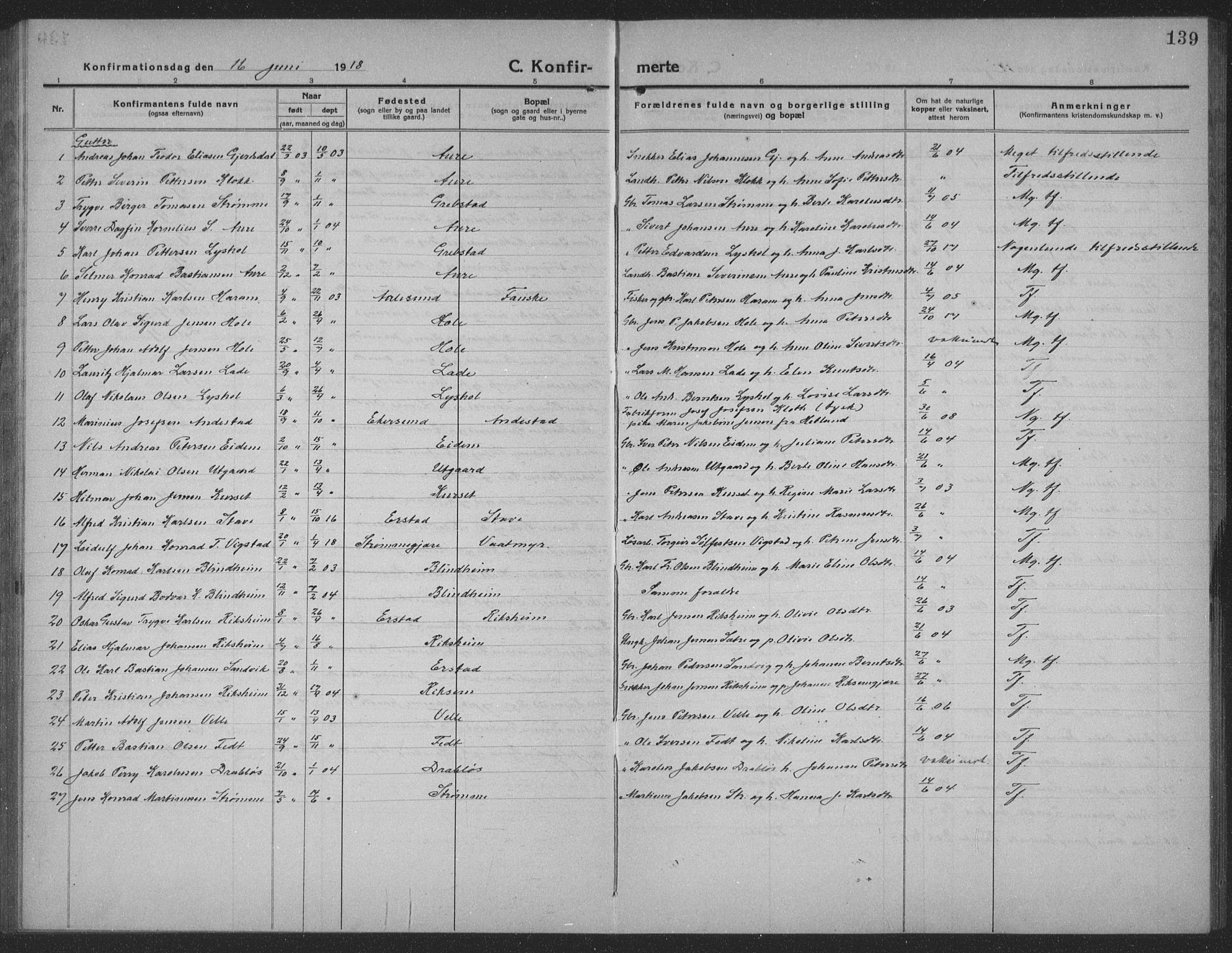 Ministerialprotokoller, klokkerbøker og fødselsregistre - Møre og Romsdal, AV/SAT-A-1454/523/L0342: Parish register (copy) no. 523C05, 1916-1937, p. 139