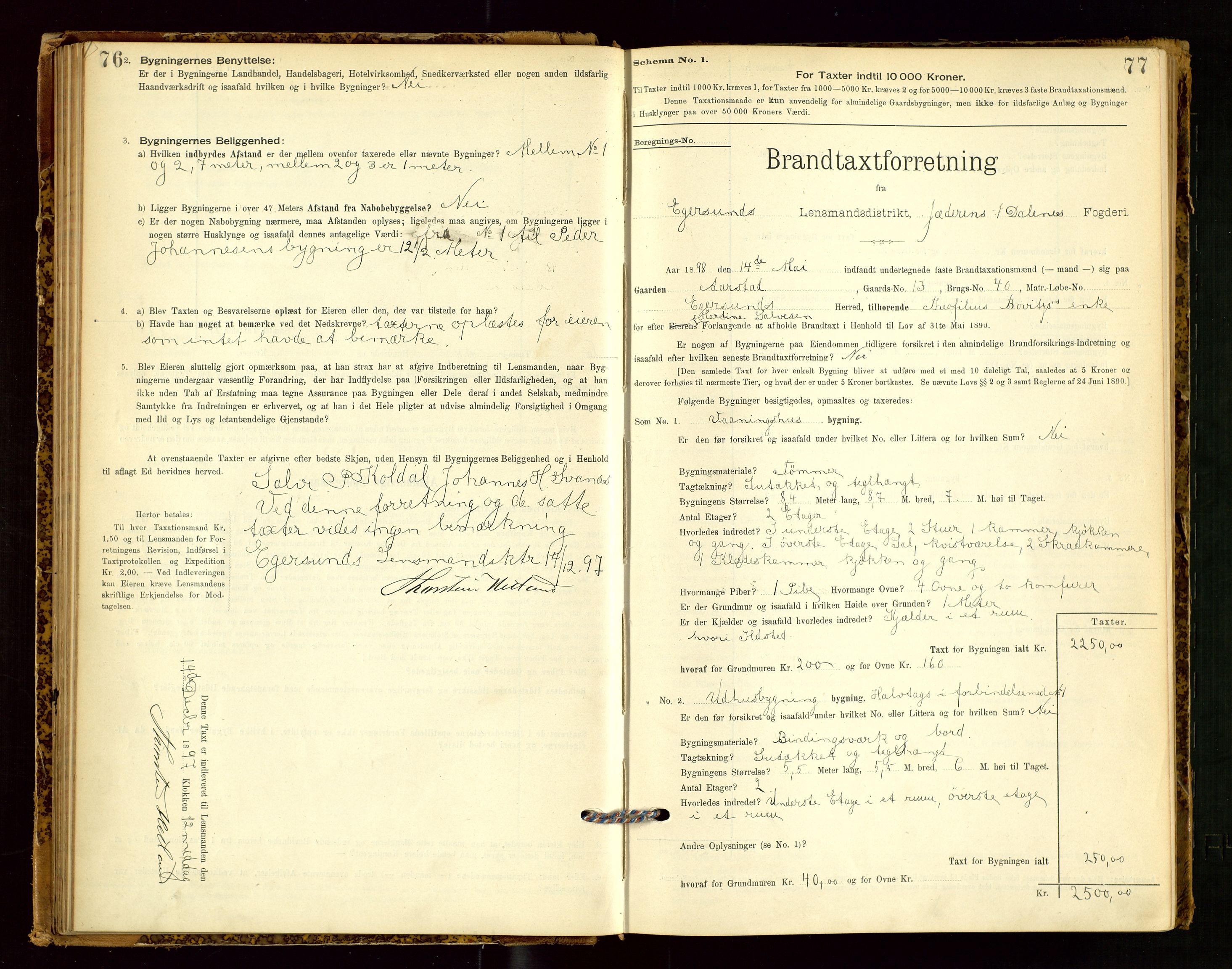 Eigersund lensmannskontor, SAST/A-100171/Gob/L0001: Skjemaprotokoll, 1894-1909, p. 76-77