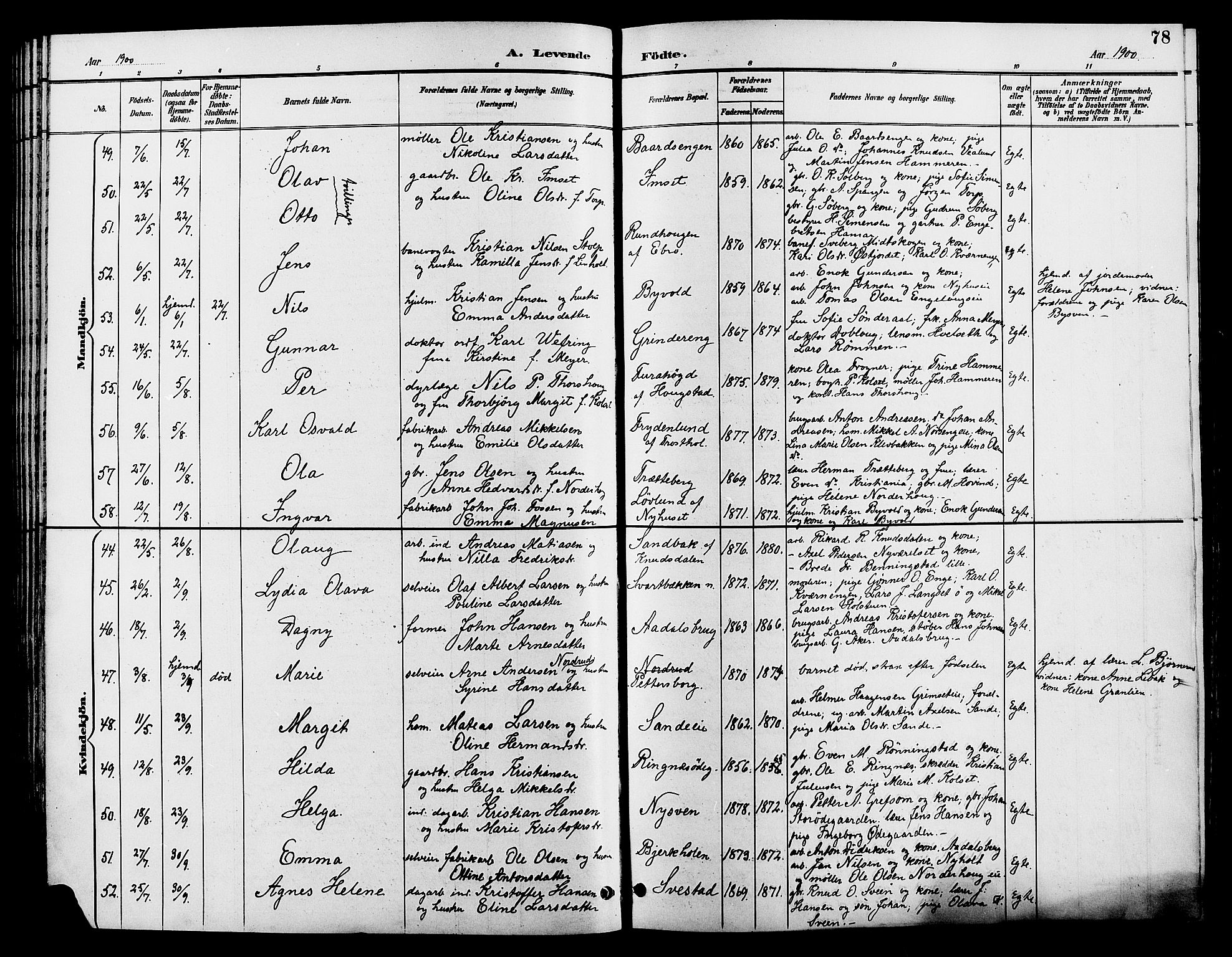 Løten prestekontor, AV/SAH-PREST-022/L/La/L0006: Parish register (copy) no. 6, 1892-1909, p. 78