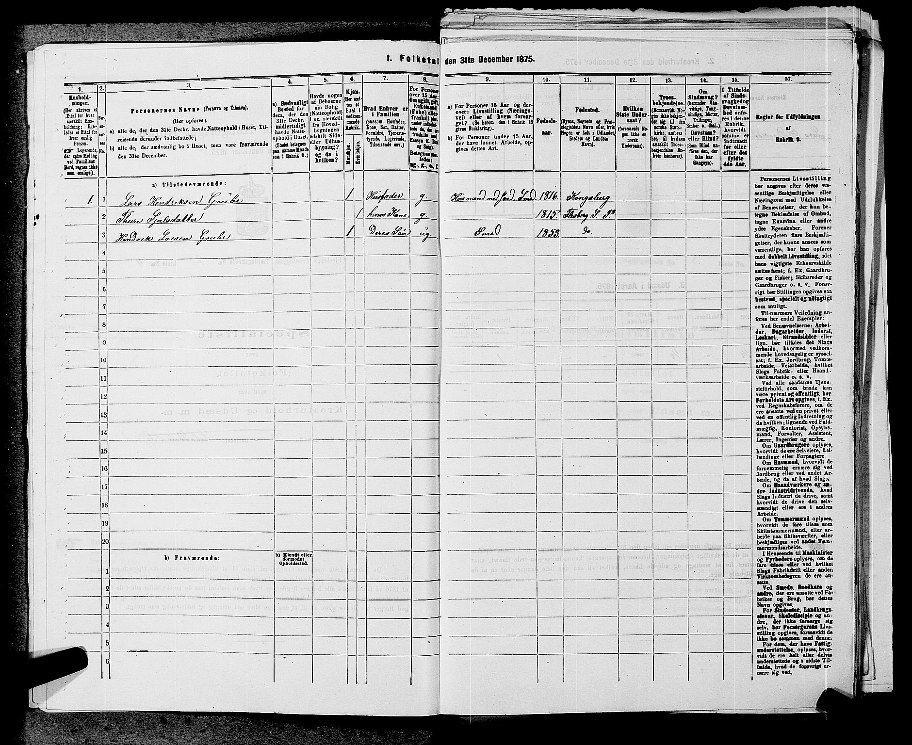 SAKO, 1875 census for 0631P Flesberg, 1875, p. 286