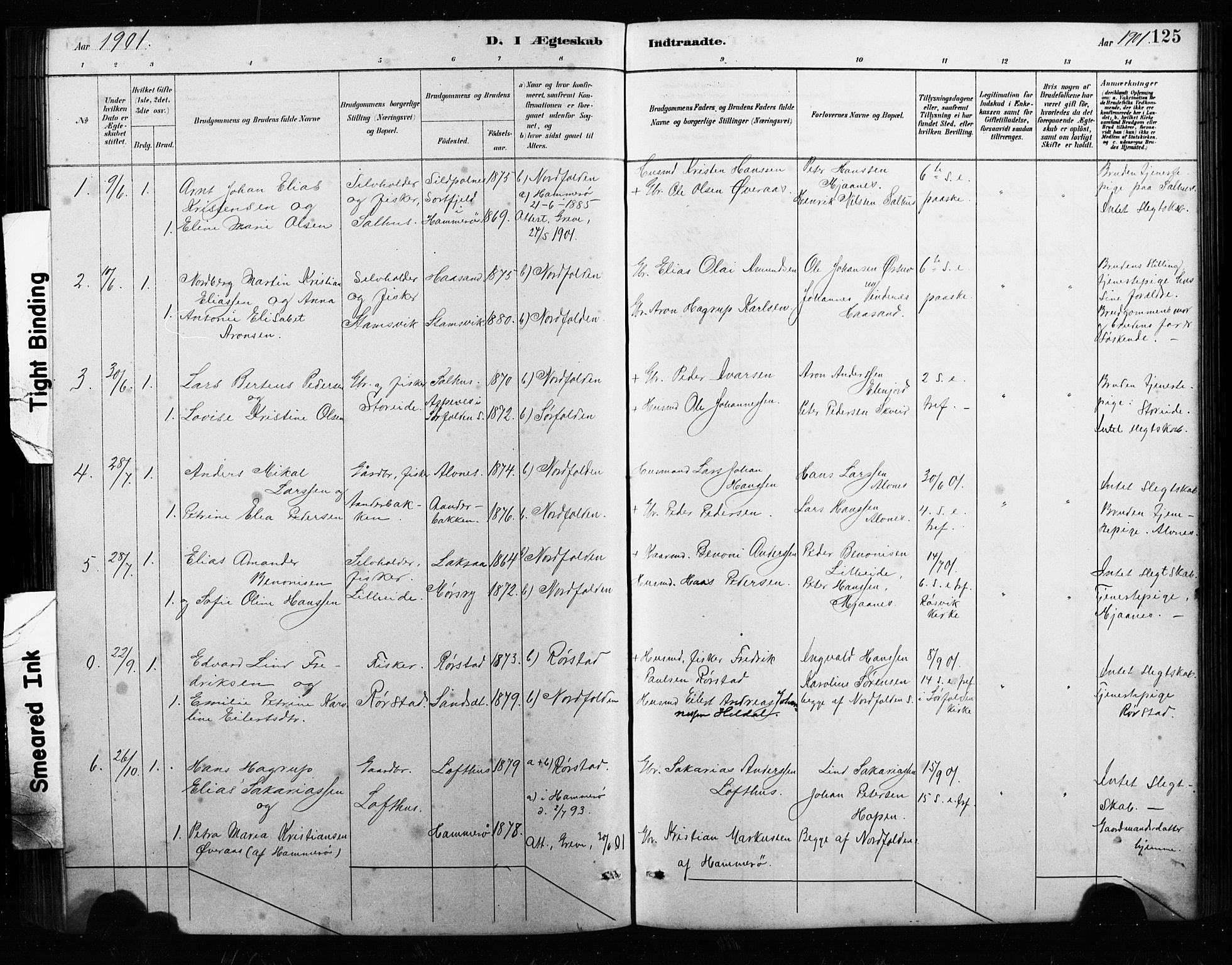 Ministerialprotokoller, klokkerbøker og fødselsregistre - Nordland, AV/SAT-A-1459/858/L0834: Parish register (copy) no. 858C01, 1884-1904, p. 125