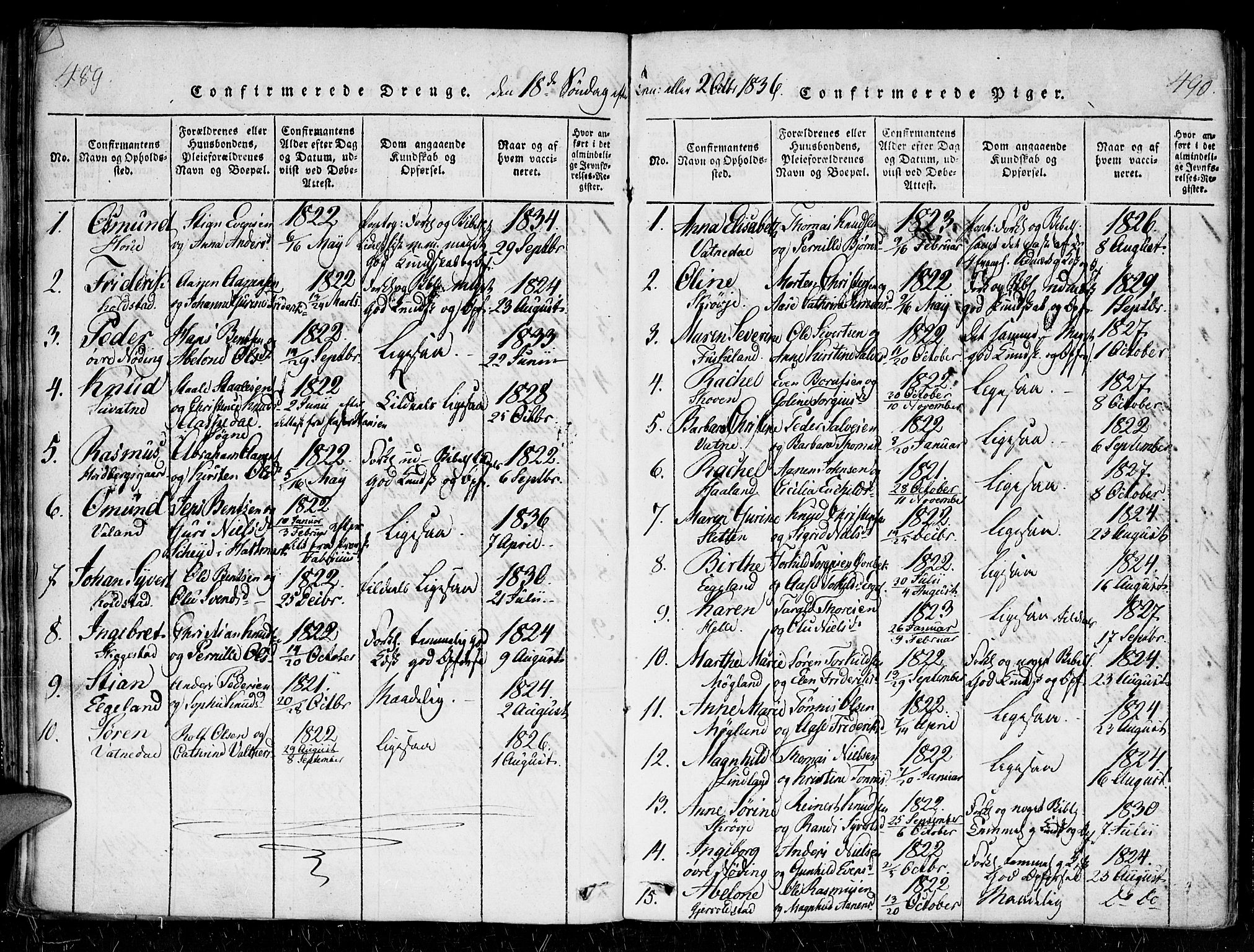 Holum sokneprestkontor, AV/SAK-1111-0022/F/Fa/Faa/L0004: Parish register (official) no. A 4, 1820-1849, p. 489-490